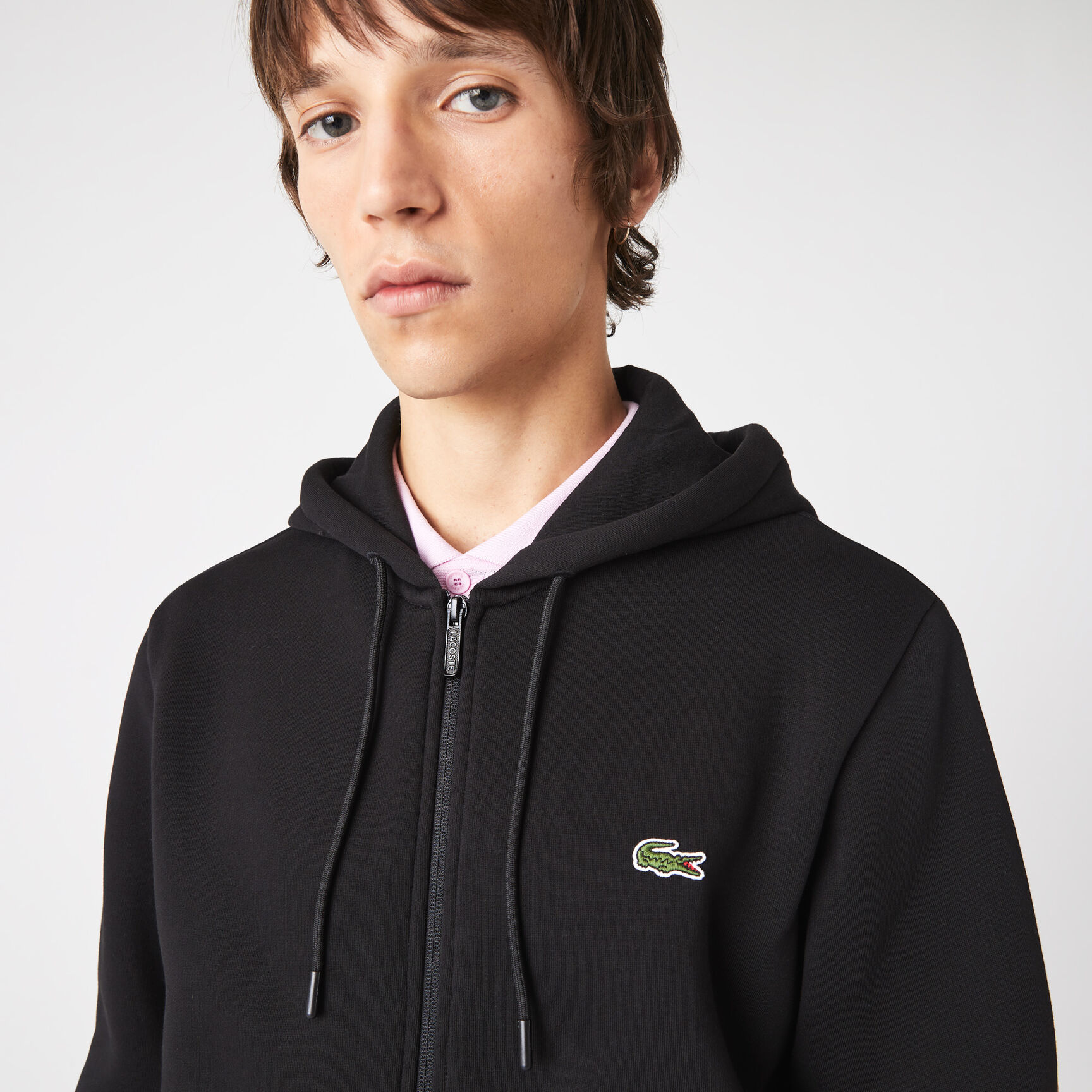 Men's Lacoste Printed Bands Hooded Zip Sweatshirt