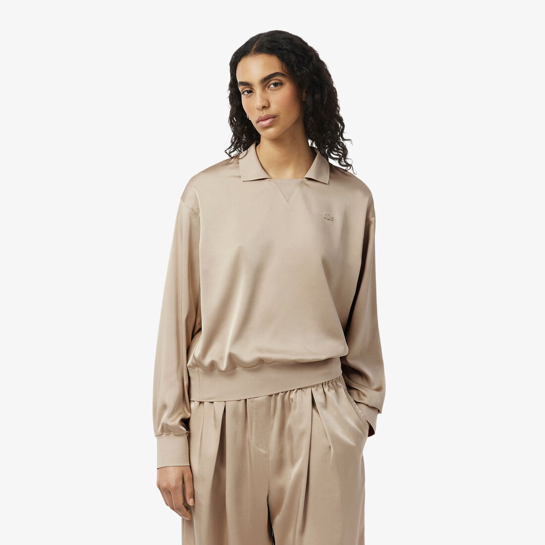 Relaxed Fit Satin Polo Shirt