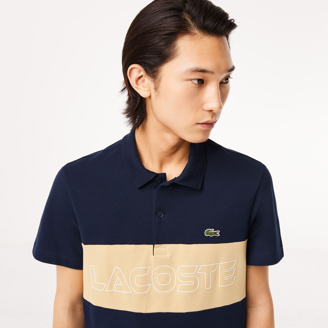 Regular Fit Stretch Pique Colourblock Polo Shirt Regular Fit Stretch Pique Colourblock Polo Shirt