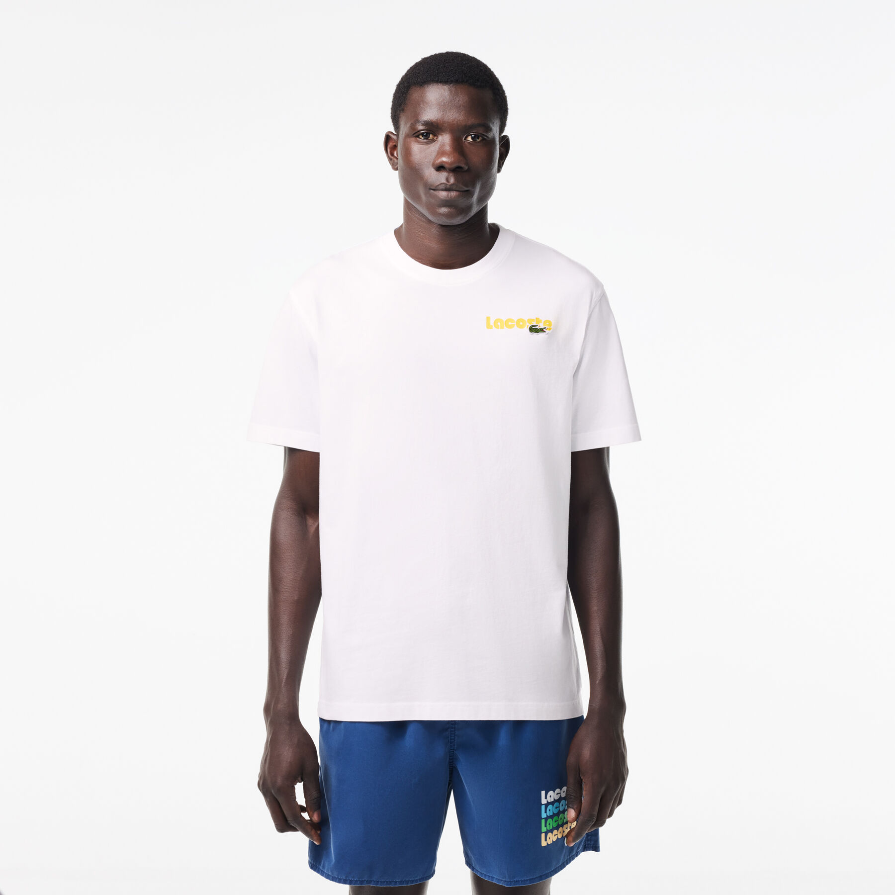washed effect ombr  lacoste print t shirt
