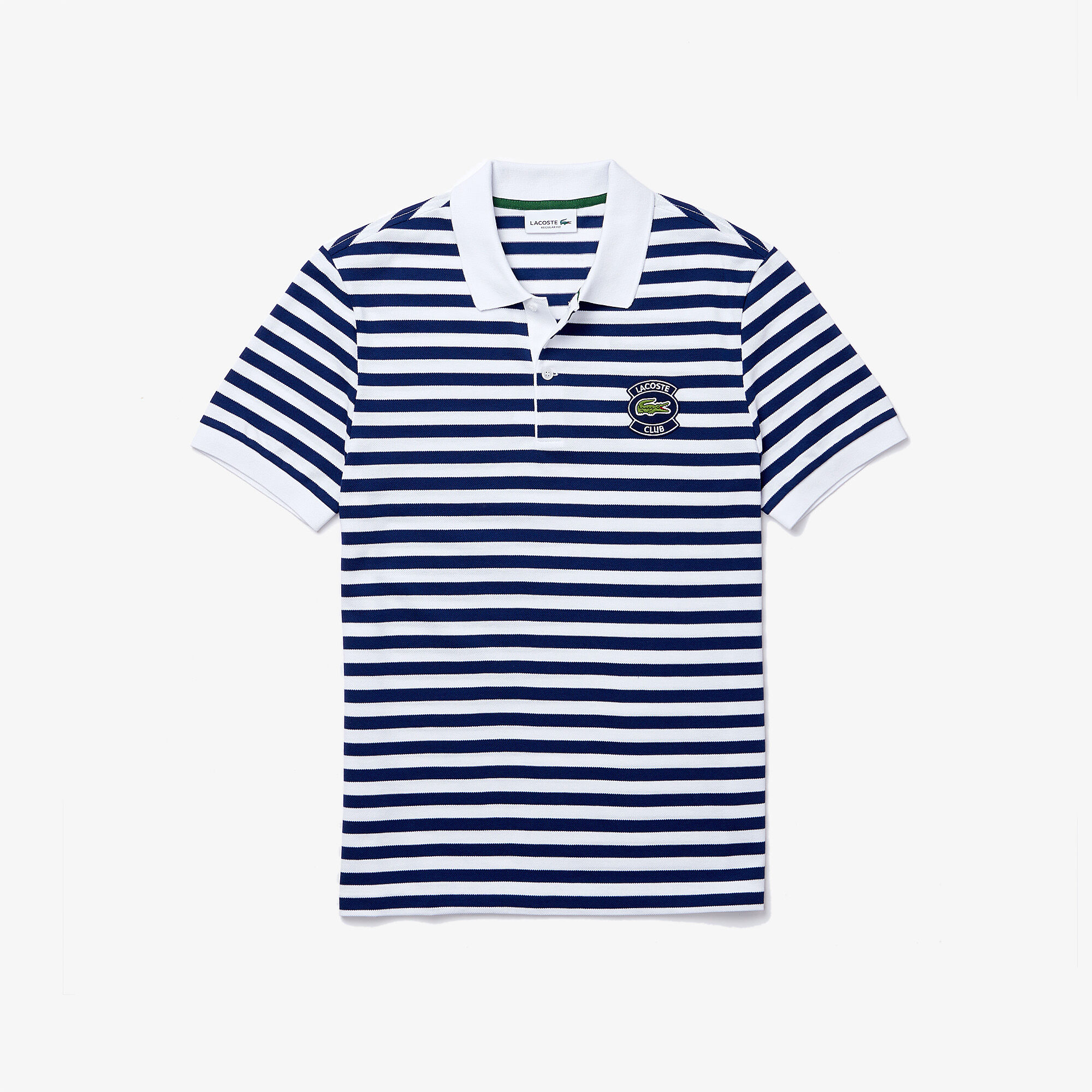 Men’s Lacoste Badge Regular Fit Striped Cotton Piqué Polo