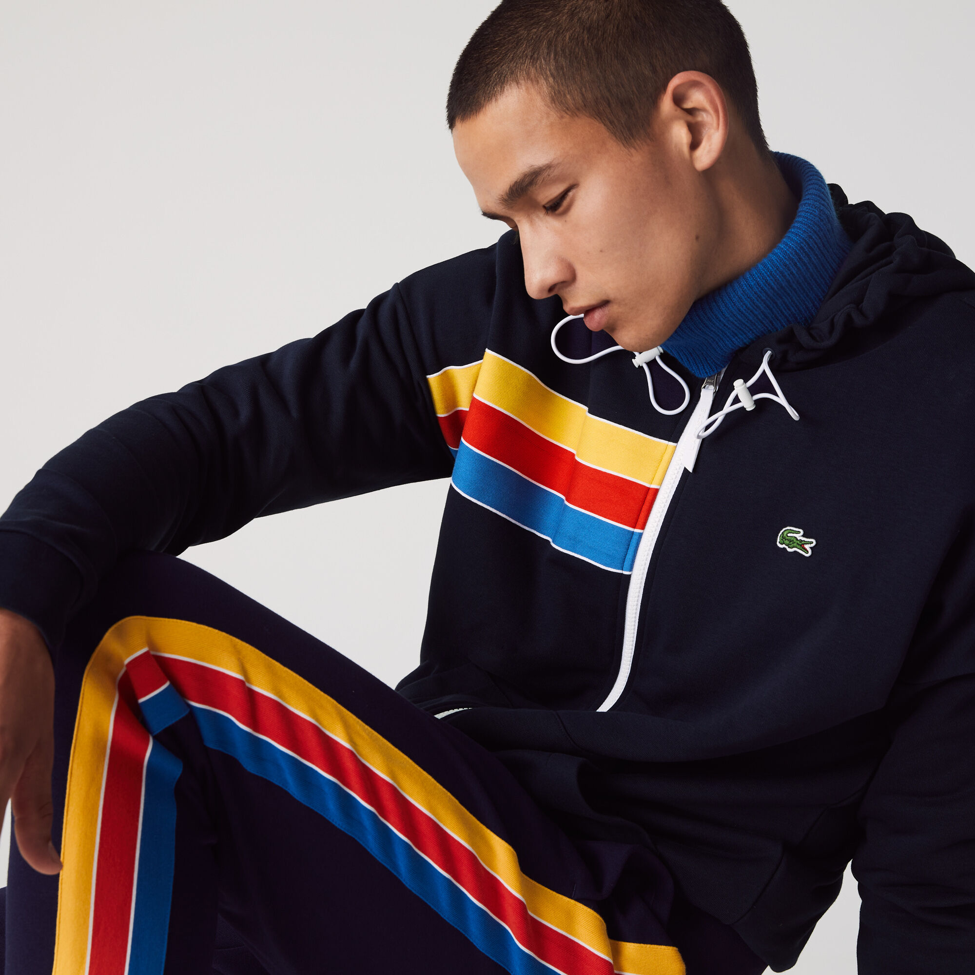 Buy Men s Lacoste SPORT Hooded Colourblock Fleece Zip Sweatshirt Lacoste SA