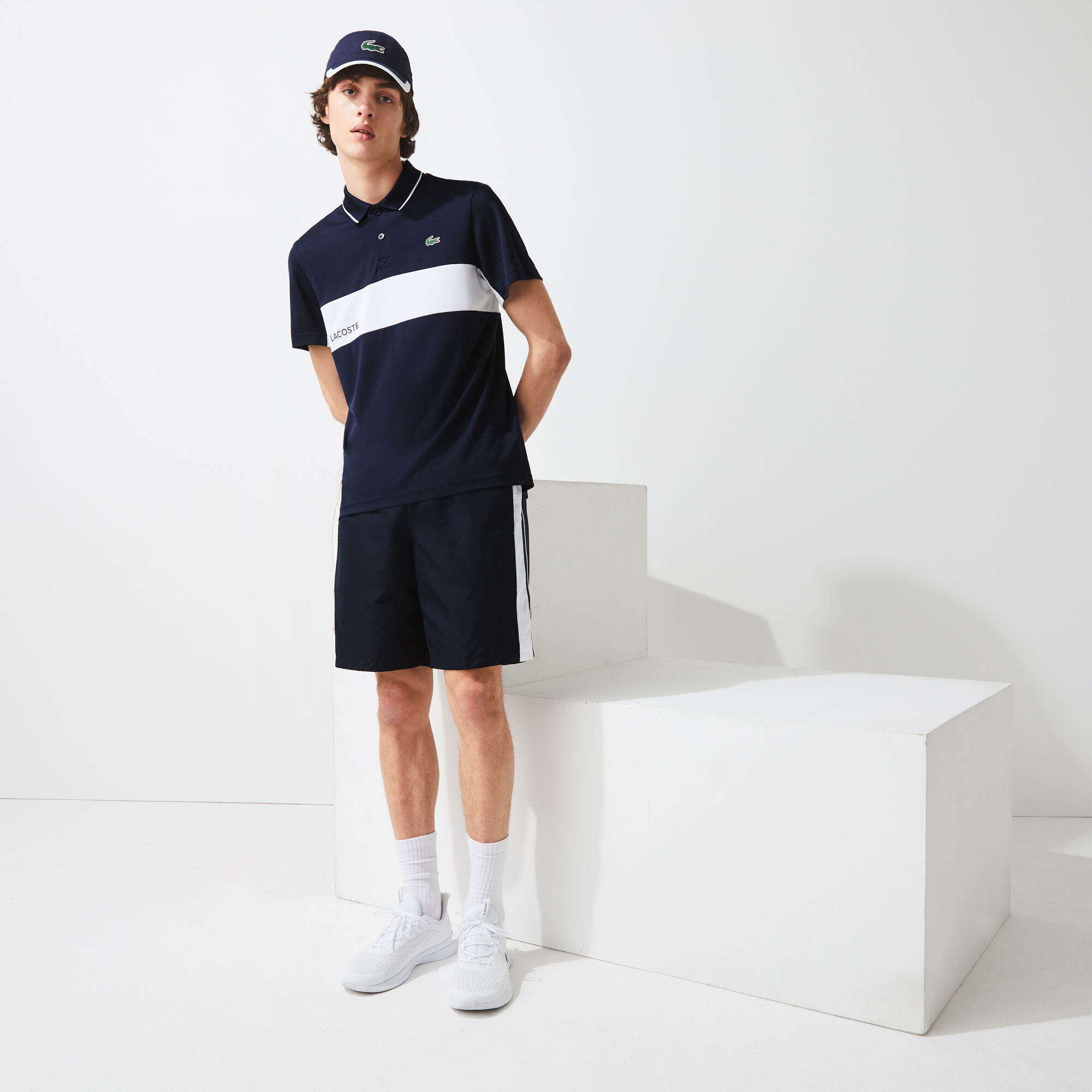 Men’s Lacoste SPORT Colourblock Breathable Resistant Polo Shirt