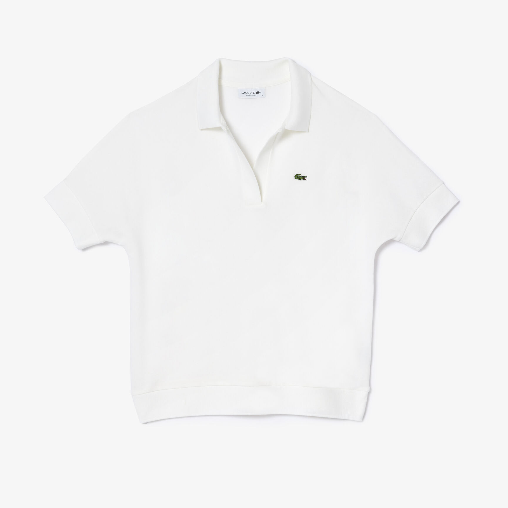 Open Neck Fluid Pique Polo Shirt