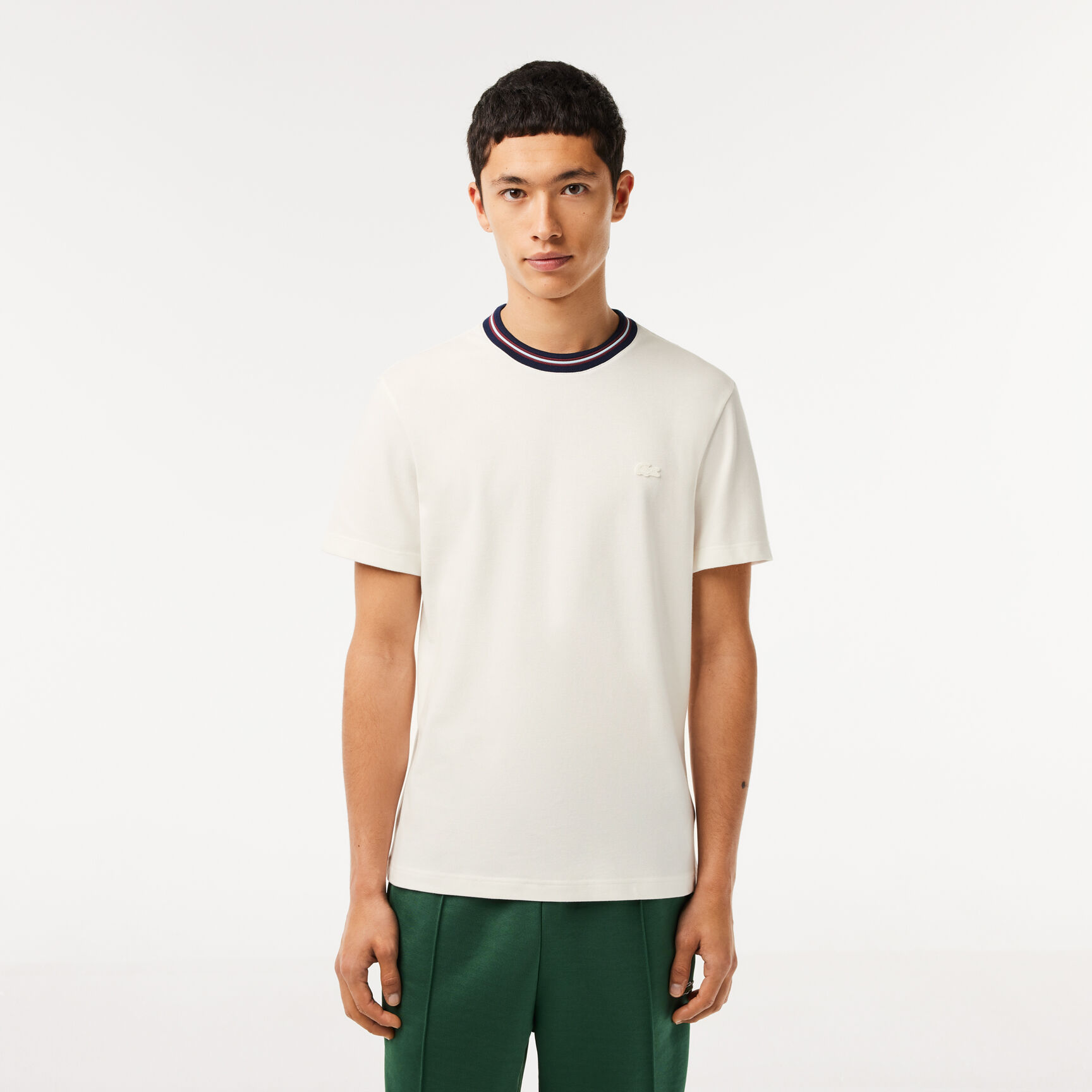 Stripe Collar Stretch Pique T-shirt Stripe Collar Stretch Pique T-shirt