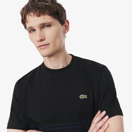 lacoste striped jersey colour block t shirt