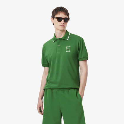 lacoste classic fit printed pique polo shirt