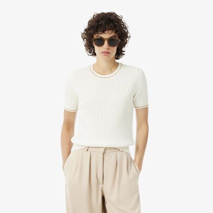 Short Sleeved Cable Knit Sweater