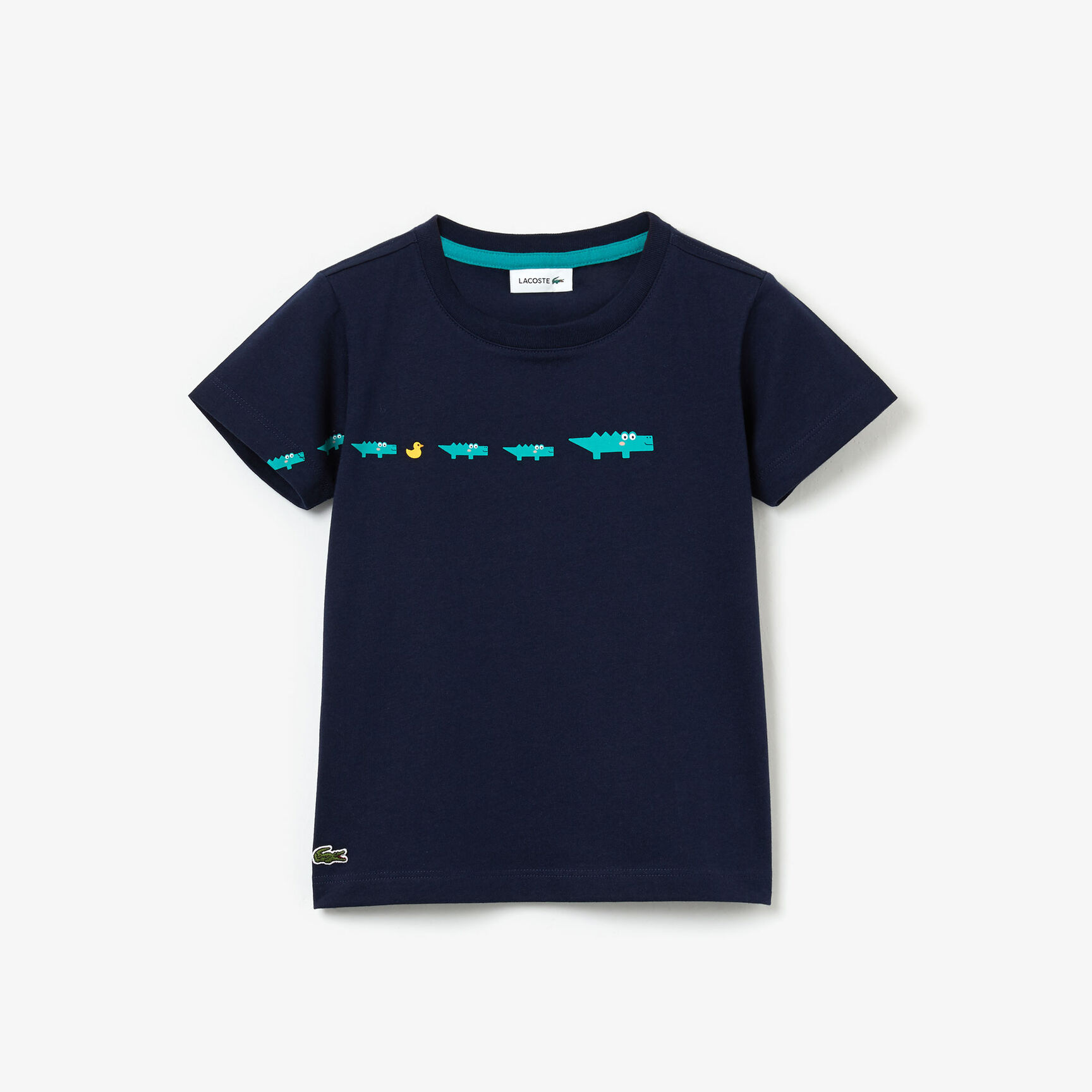 قميص تي-شيرت أولادي من القطن مطبوع بفتحة رقبة مستديرة