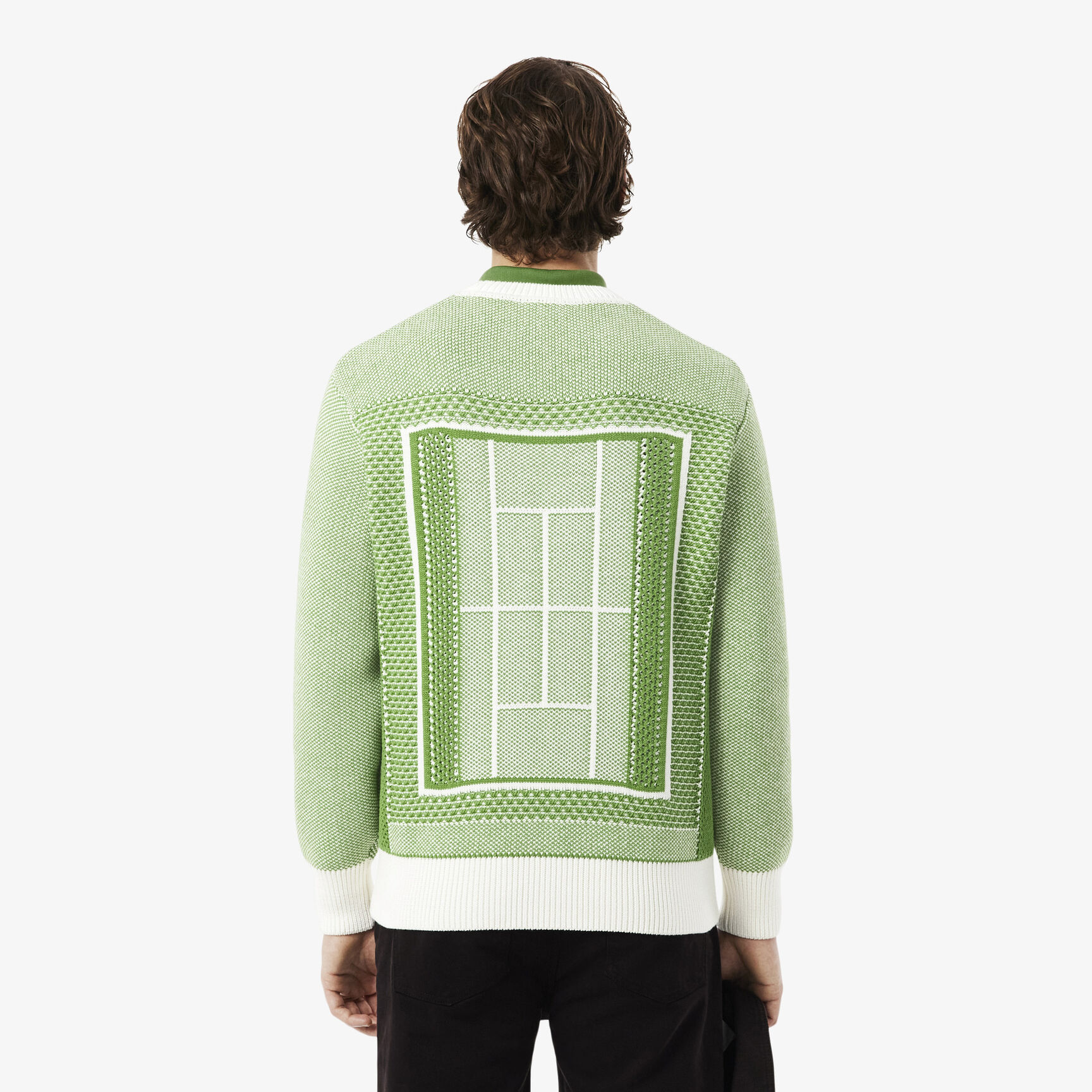 Tennis Court Graphic Jacquard Sweater