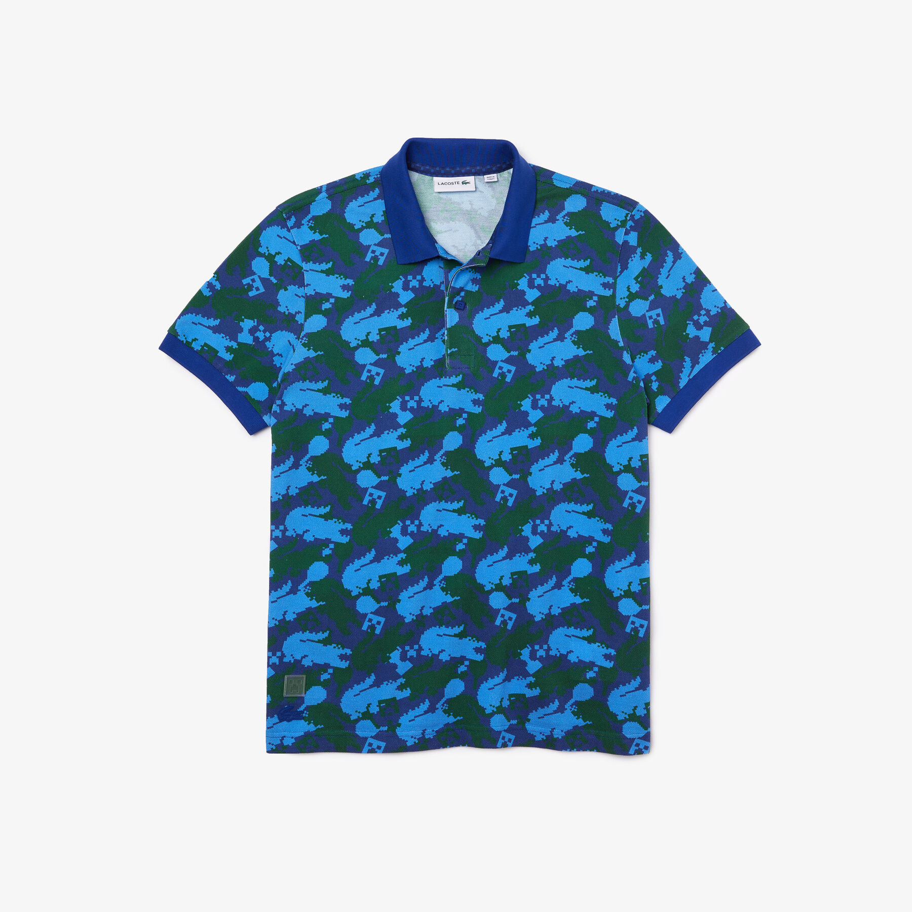unisex lacoste x minecraft print classic fit organic cotton polo shirt