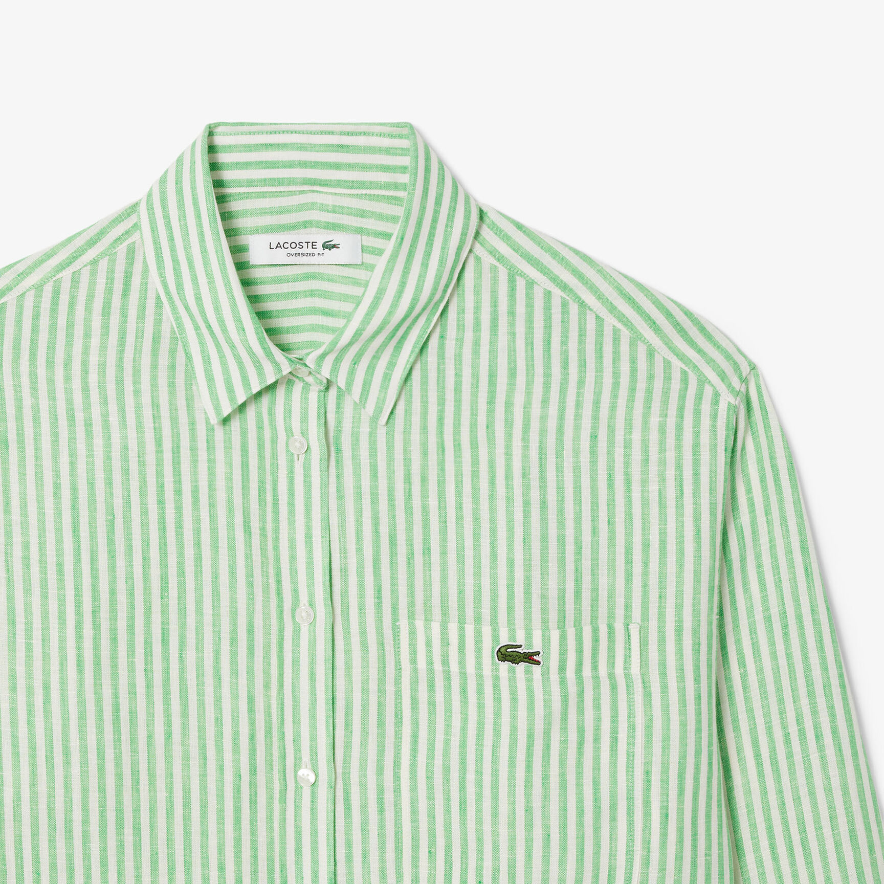 قميص كتان مخطط كبير الحجم