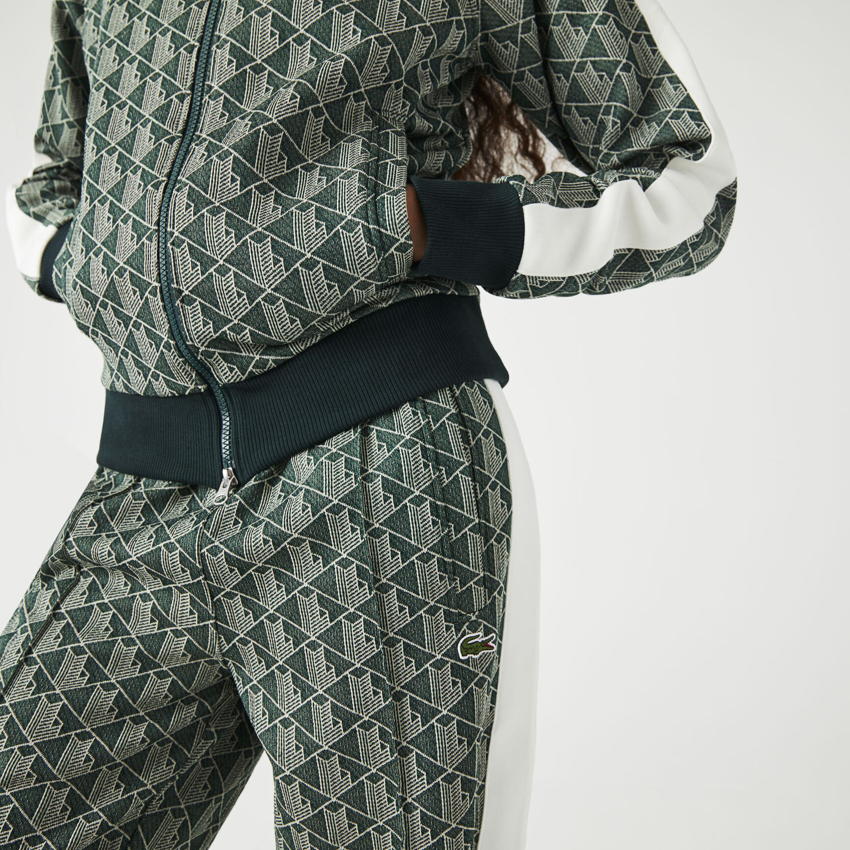 Unisex Lacoste L!VE Monogram Patterned Jacquard Zip Jacket