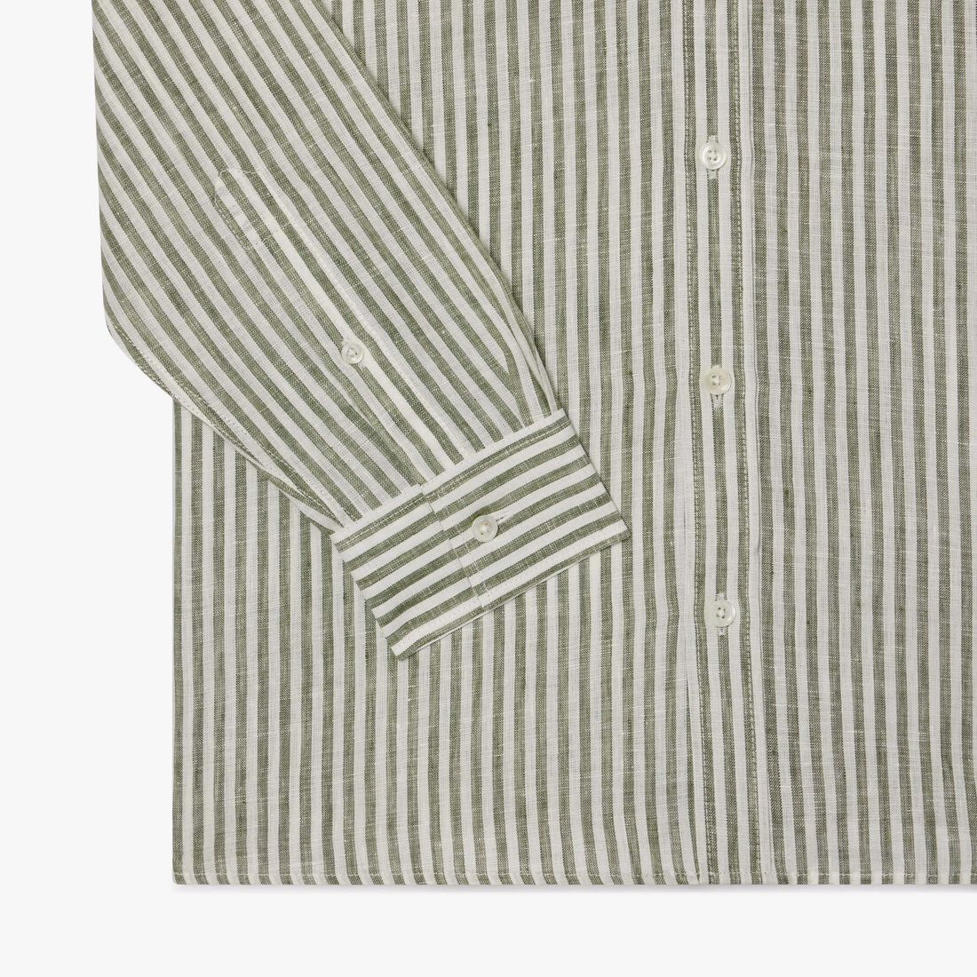 قميص كتان مخطط بقصّة عادية قميص كتان مخطط بقصّة عادية