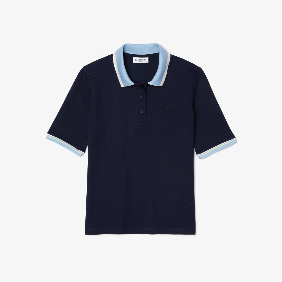 Women’s Lacoste Slim Fit Colored Neck Stretch Cotton Piqué Polo Women’s Lacoste Slim Fit Colored Neck Stretch Cotton Piqué Polo