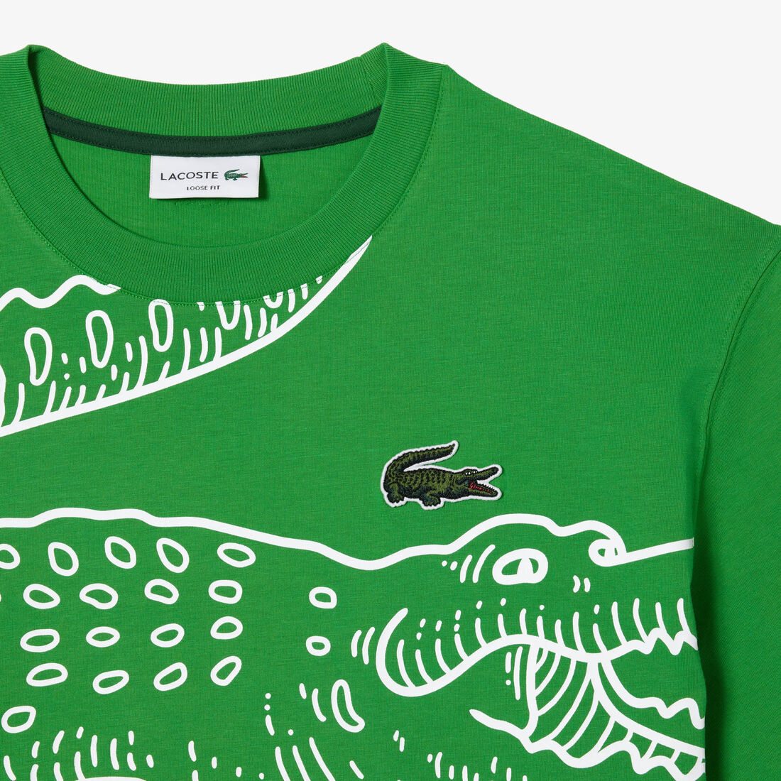 Men's Lacoste Round Neck Loose Fit Crocodile Print T-shirt Men's Lacoste Round Neck Loose Fit Crocodile Print T-shirt