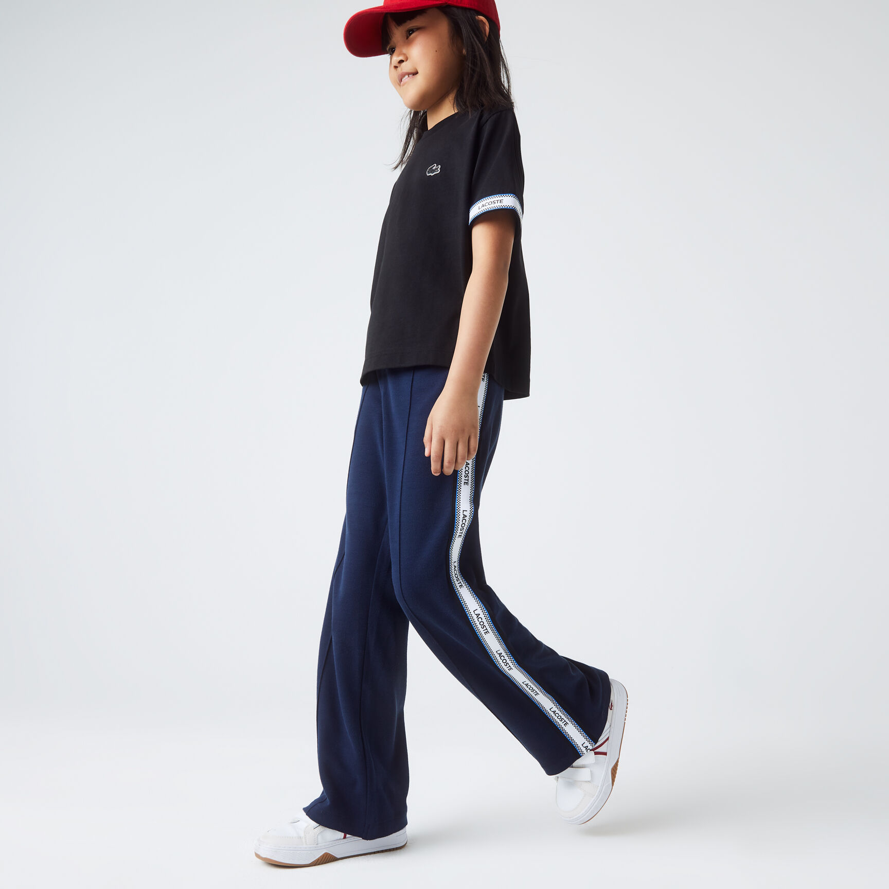 Girls' Lacoste Print Side Bands Oversised Pants Girls' Lacoste Print Side Bands Oversised Pants
