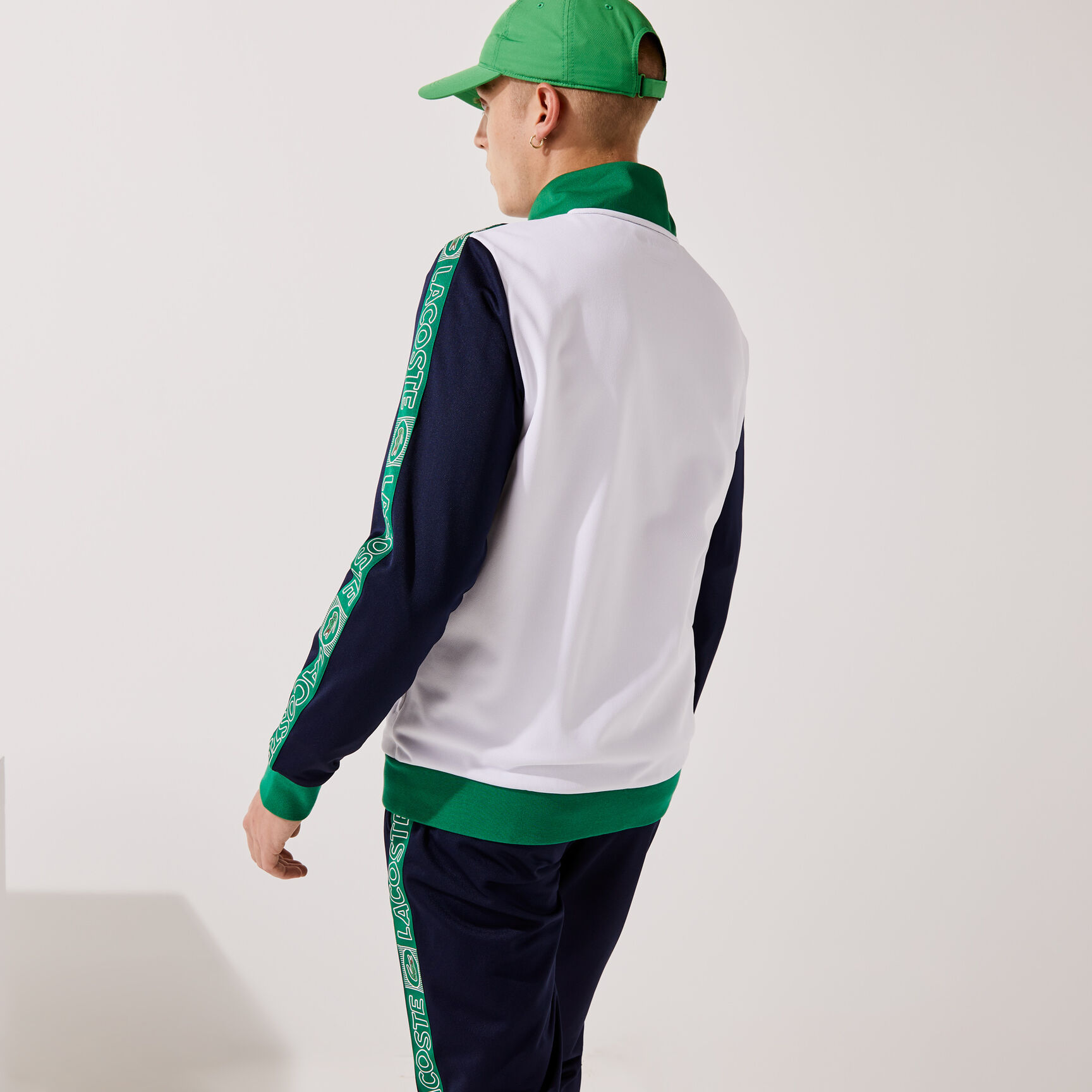 جاكيت مقسم بألوان بشريط شعار الماركة للرجال مجموعة Lacoste SPORT جاكيت مقسم بألوان بشريط شعار الماركة للرجال مجموعة Lacoste SPORT