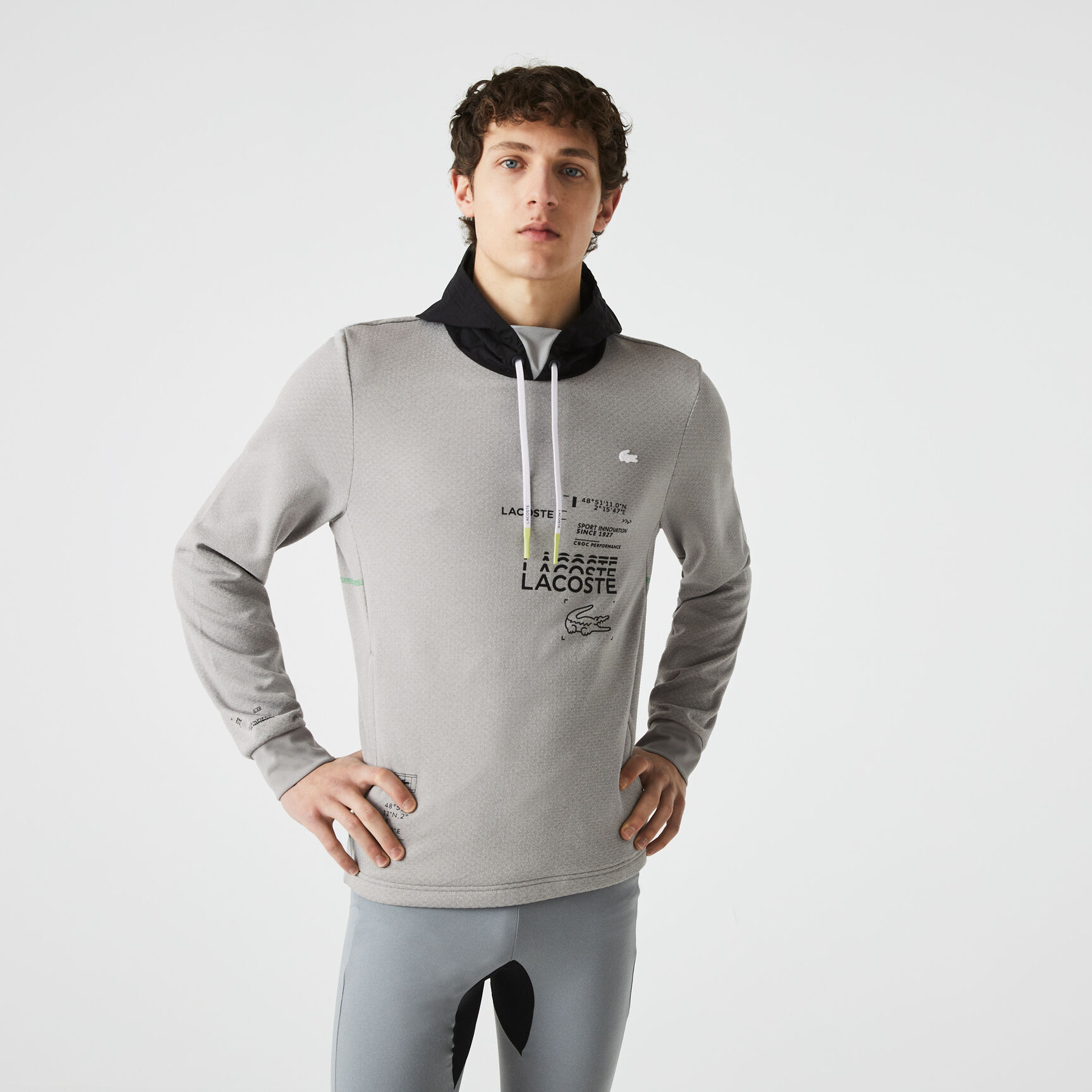 جاكيت بغطاء رأس نايلون بلون مغاير للرجال مجموعة Lacoste SPORT جاكيت بغطاء رأس نايلون بلون مغاير للرجال مجموعة Lacoste SPORT