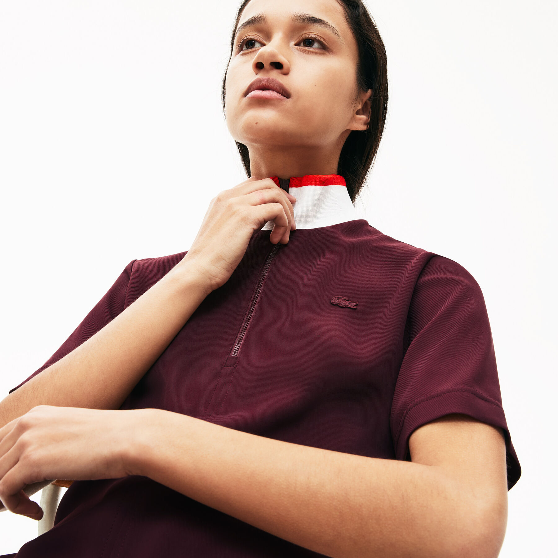 lacoste women s full zip flowy polo dress