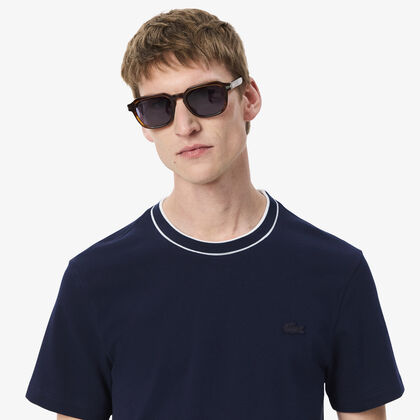 Stretch Pique Stripe Collar T-shirt