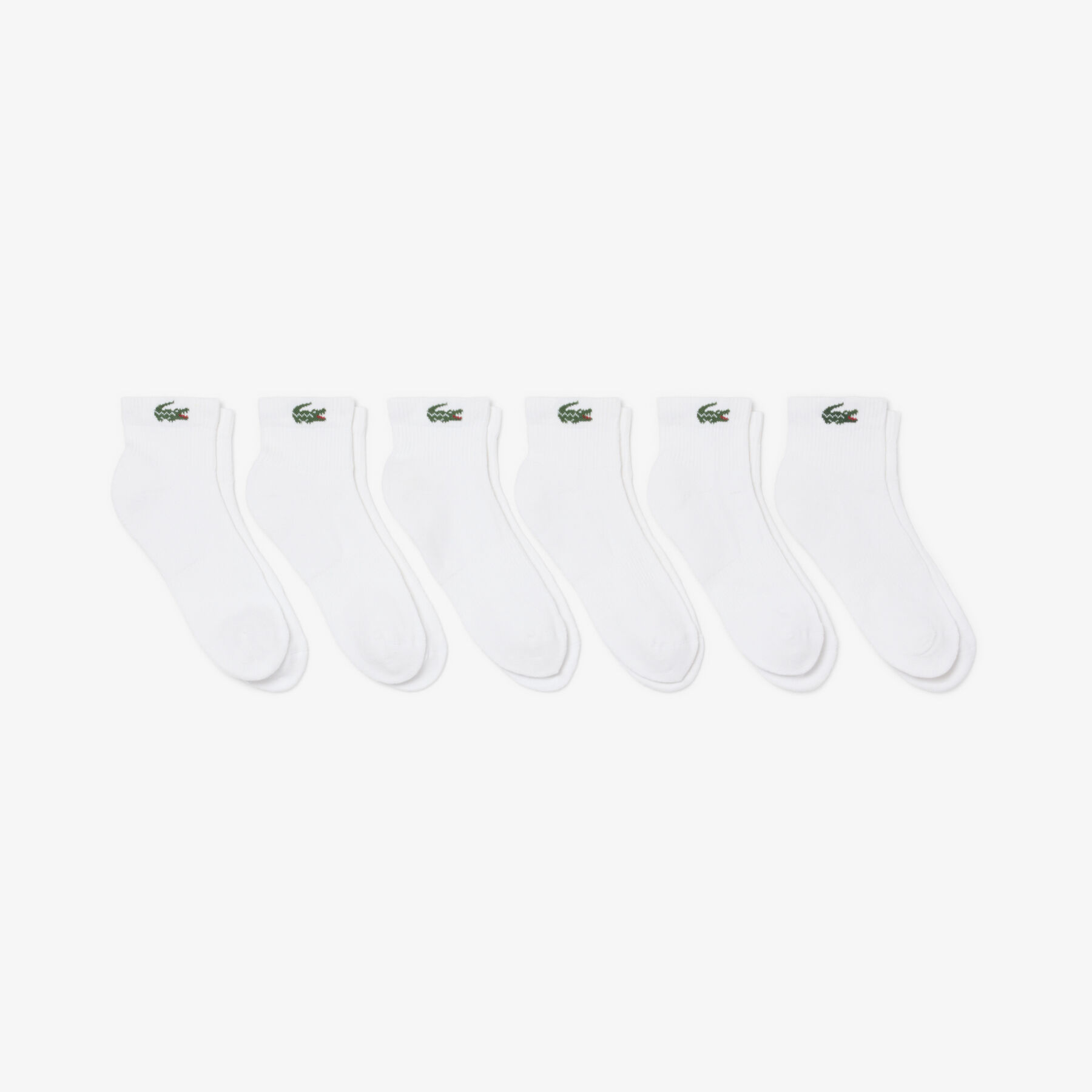 lacoste 6 pack striped cotton ankle socks