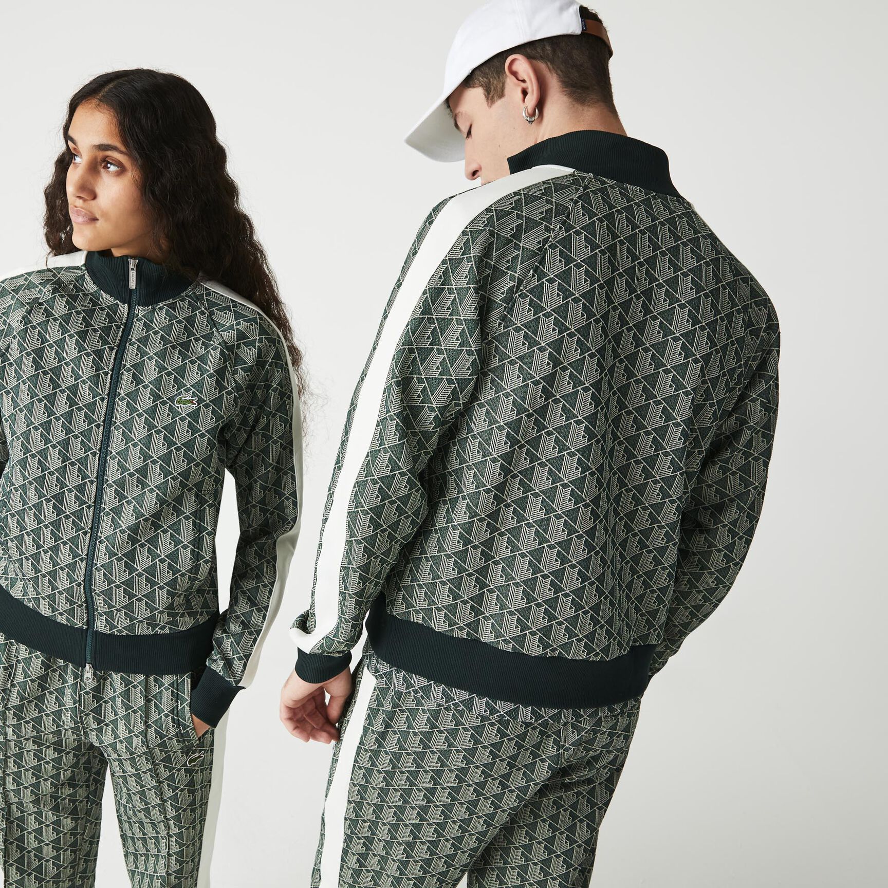 Unisex Lacoste L!VE Monogram Patterned Jacquard Zip Jacket