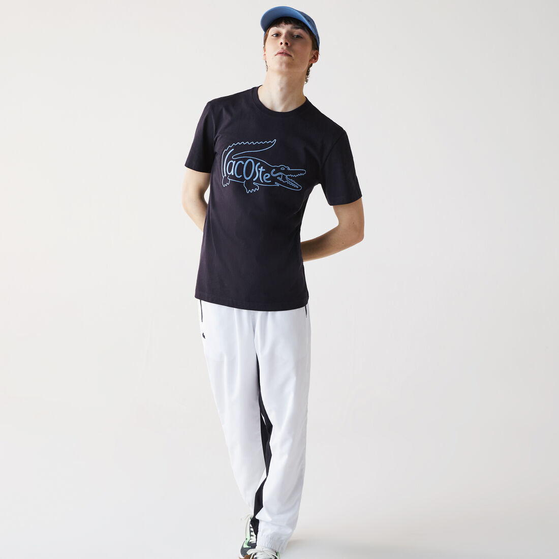 تي شيرت قطن بفتحة رقبة مستديرة للرجال وتطريز التمساح تي شيرت قطن بفتحة رقبة مستديرة للرجال وتطريز التمساح