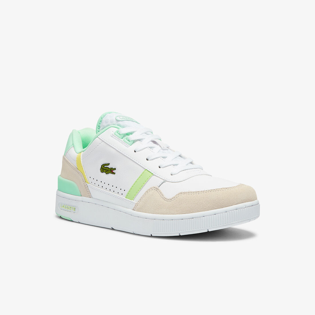 سنيكرز تي كليب جلد بأجزاء أخضر ليموني للرجال