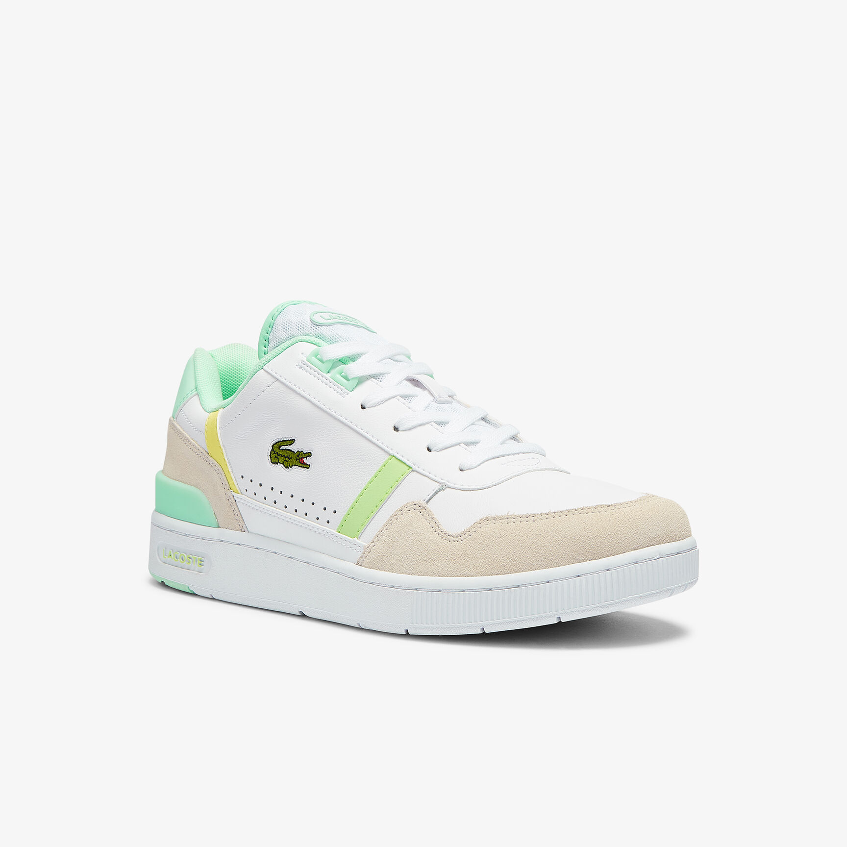 سنيكرز تي كليب جلد بأجزاء أخضر ليموني للرجال