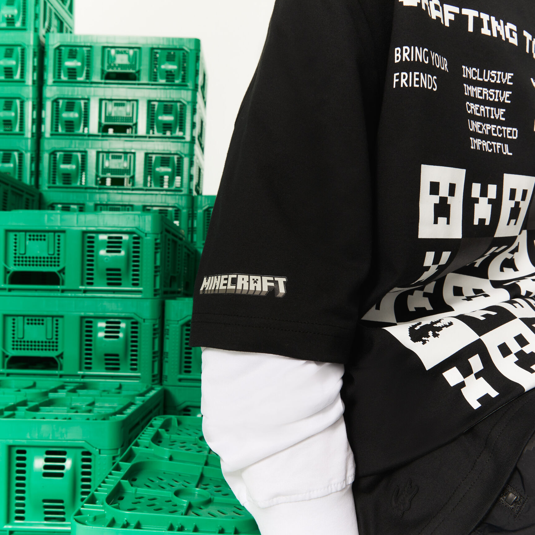 Men's Lacoste L!VE Collab Minecraft Loose Fit Organic Cotton T-Shirt Men's Lacoste L!VE Collab Minecraft Loose Fit Organic Cotton T-Shirt