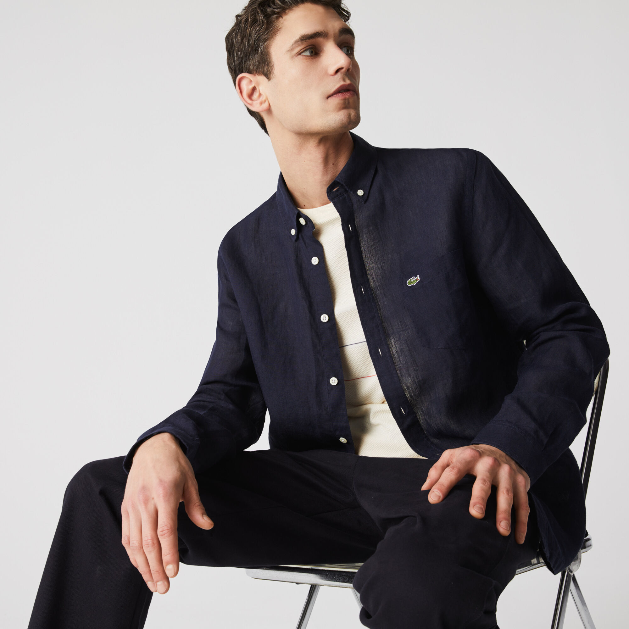 Buy Men s Regular Fit Linen Shirt Lacoste SA