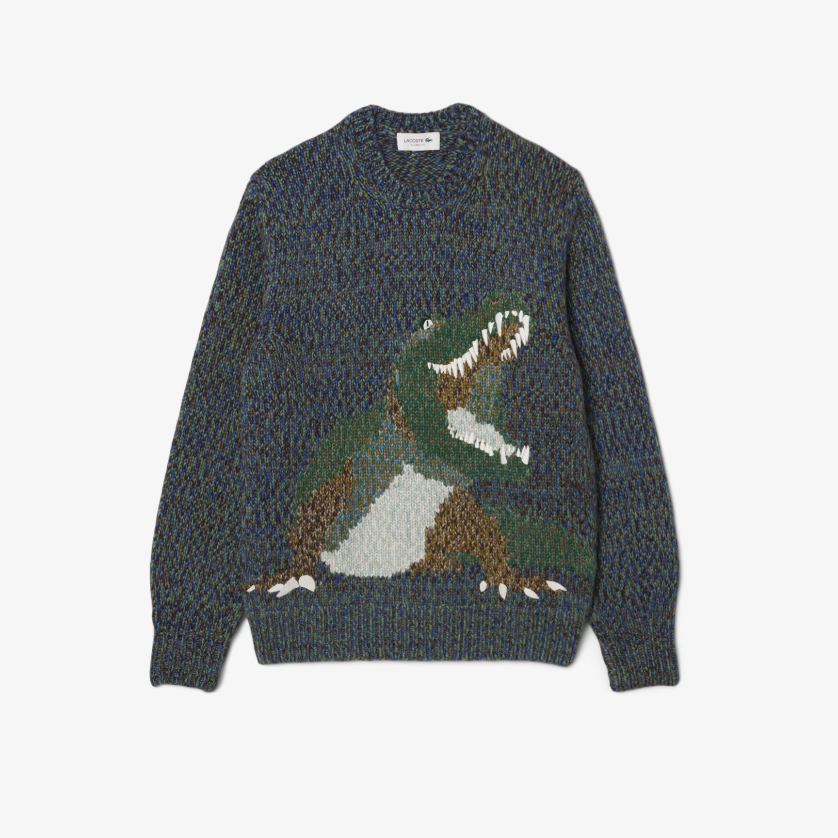 Mercerized Knit Intarsia Crocodile Sweater