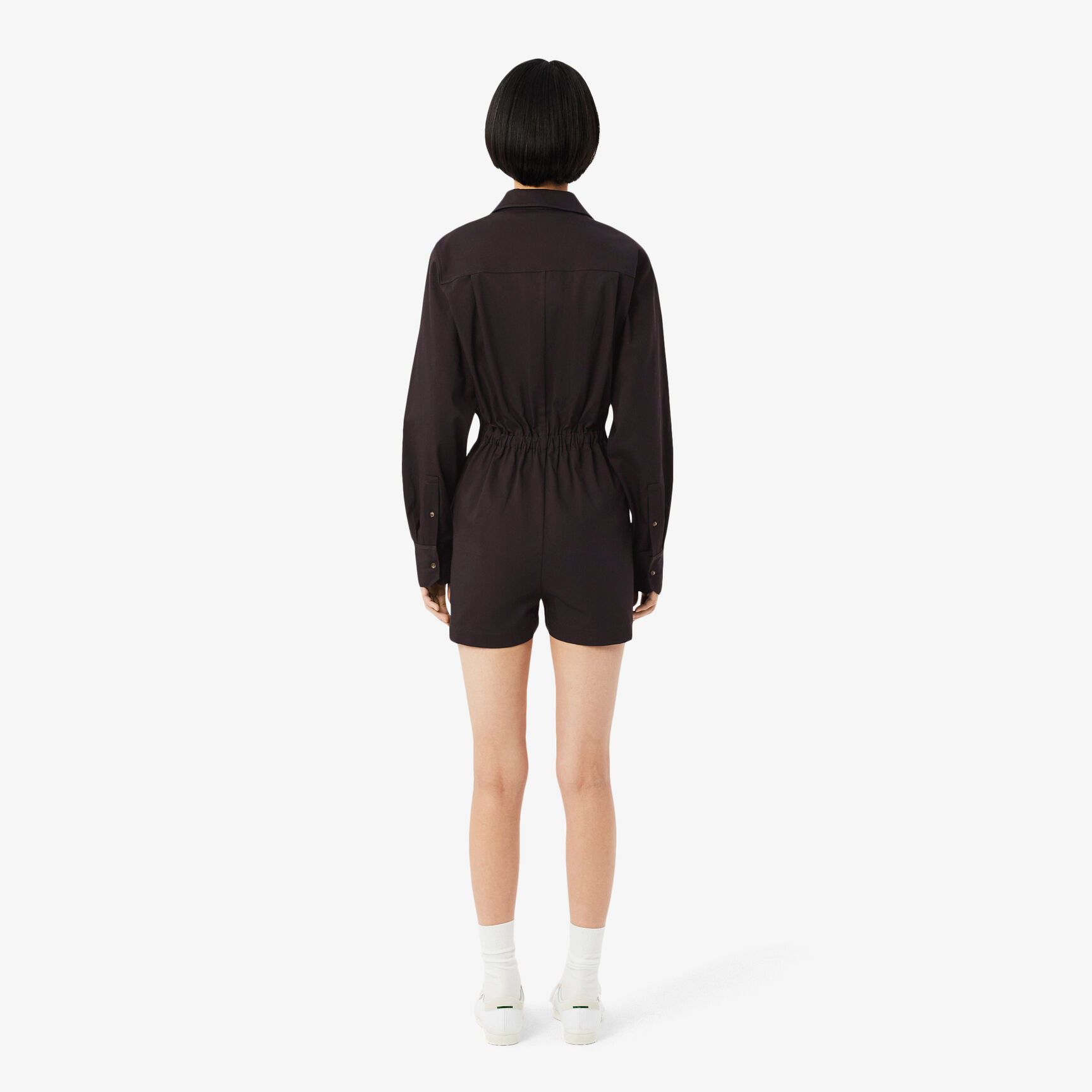 Polo Collar Stretch Gabardine Playsuit