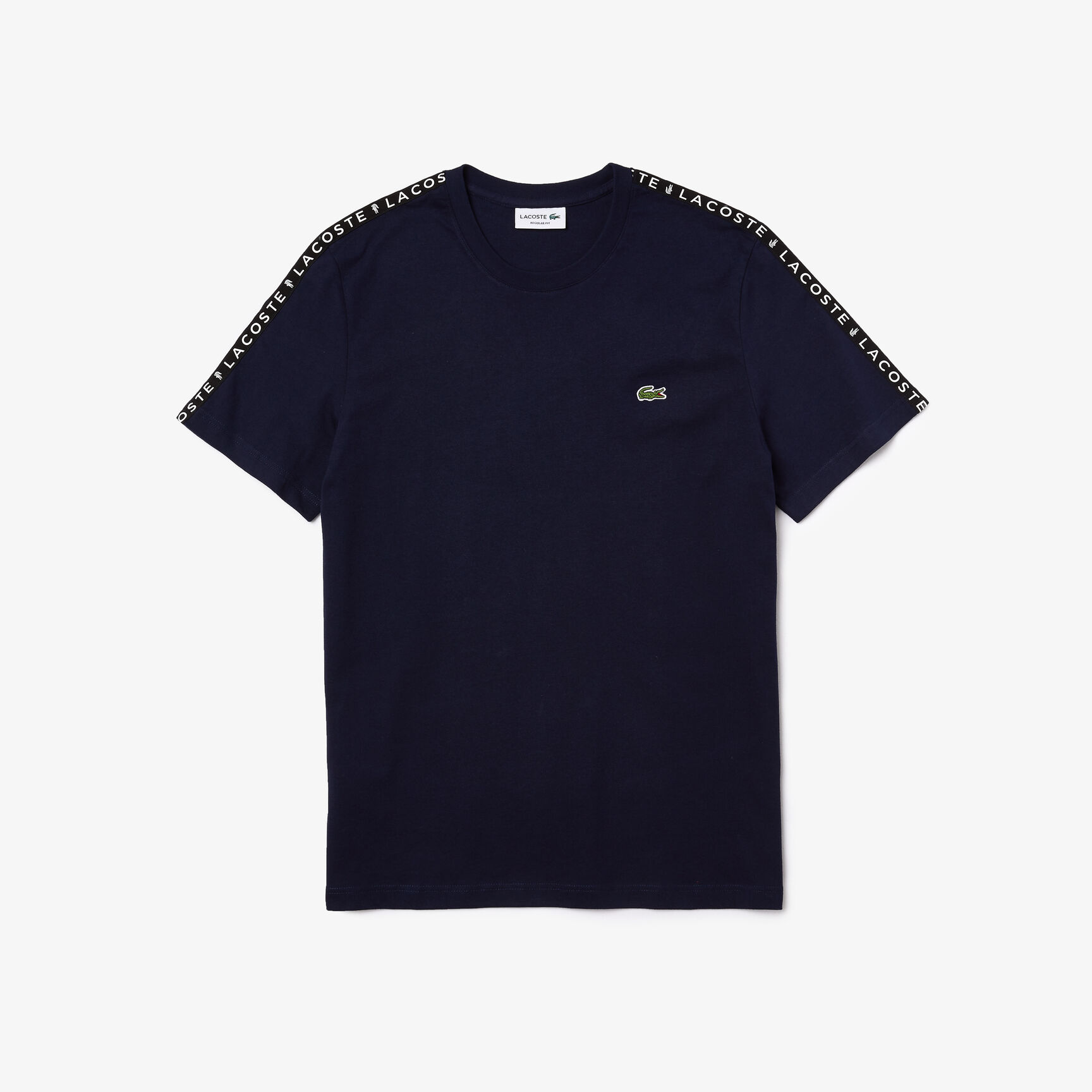 Men's Crew Neck Print Striped Cotton T-shirt