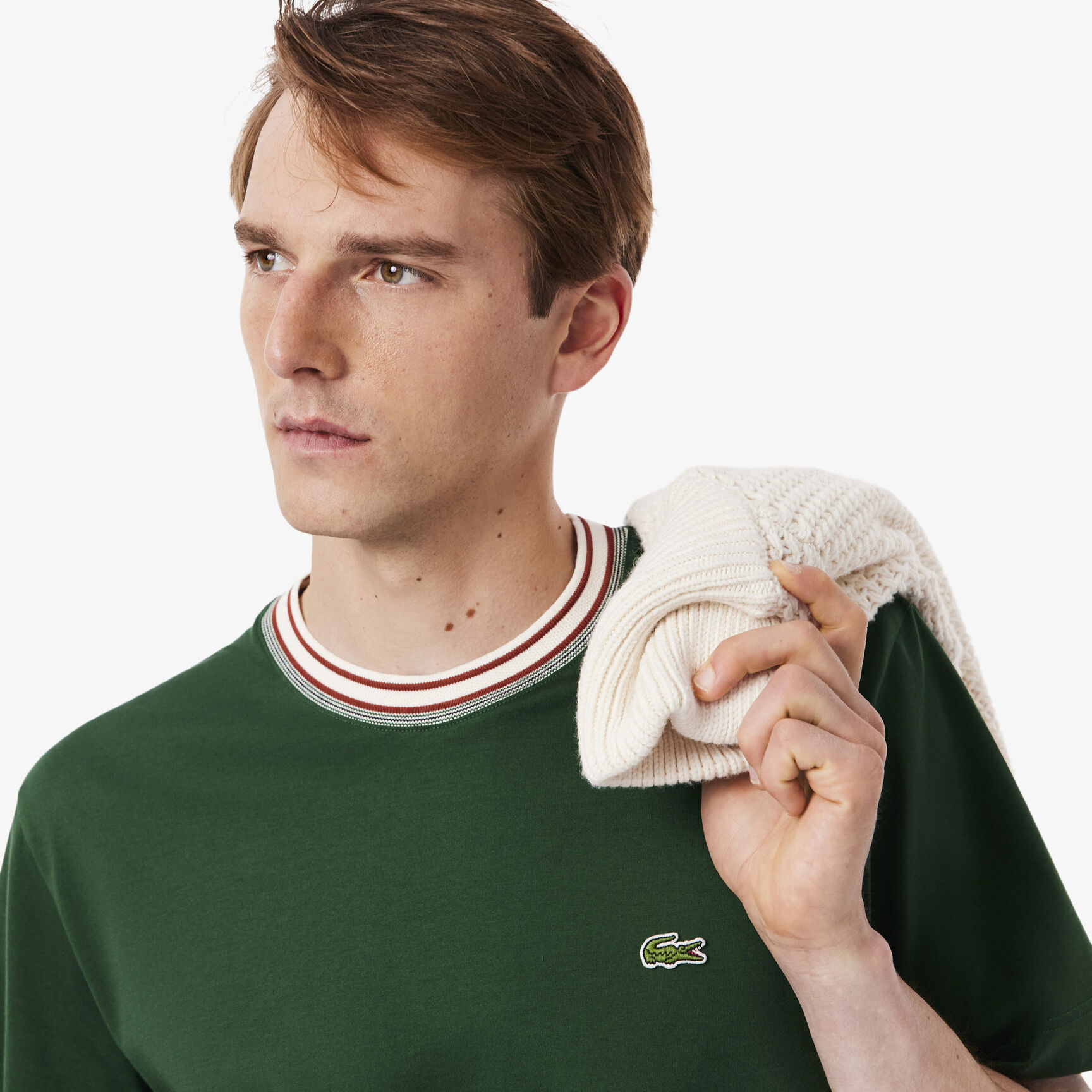 تي شيرت فرنسي الصنع مخطط الرقبة