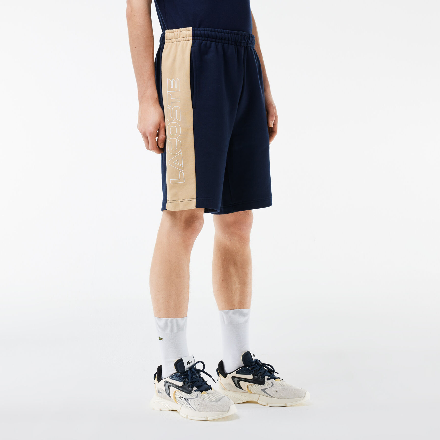 Printed Unbrushed Fleece Colourblock Jogger Shorts