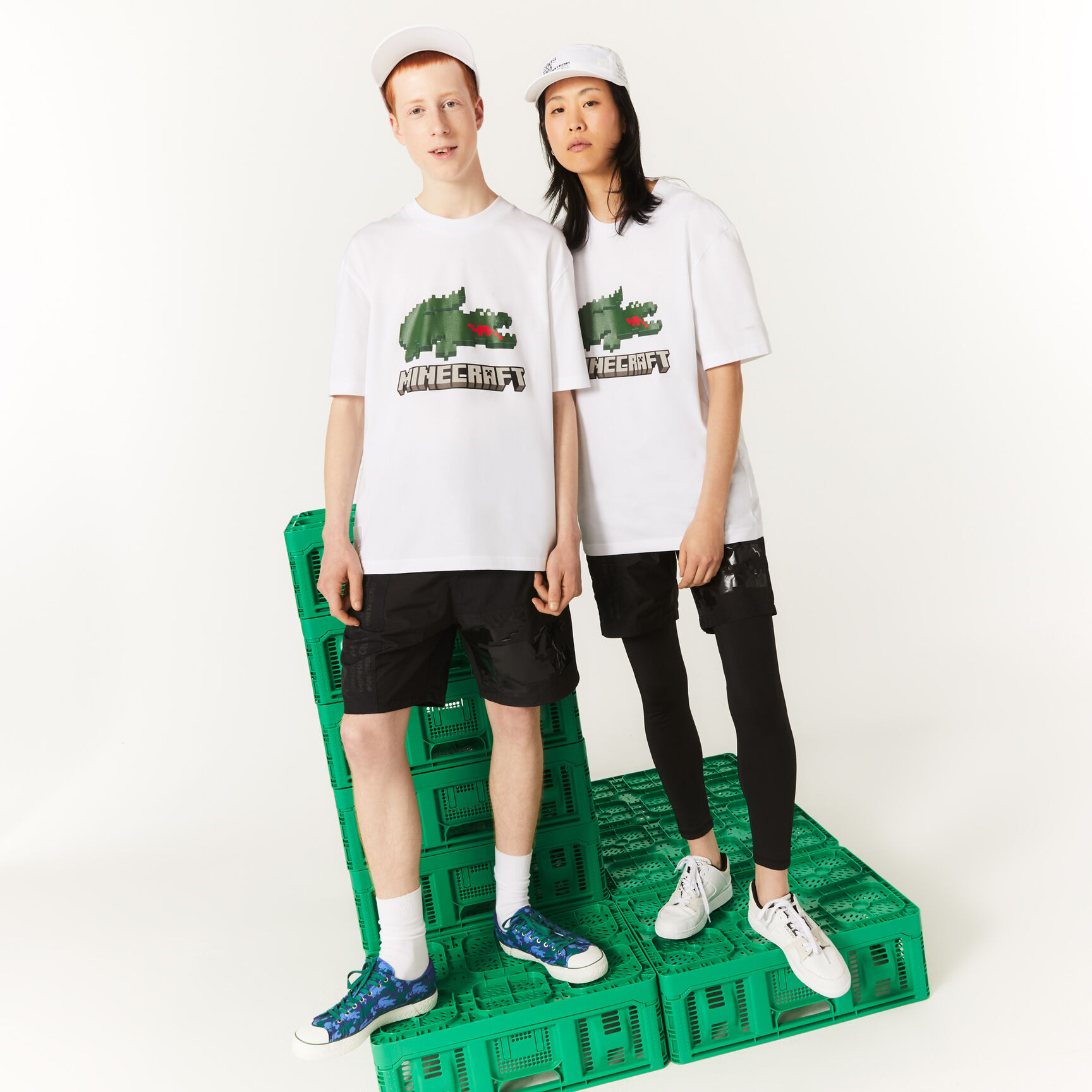 تيشيرت مطبوع قطن عضوي للجنسين مجموعة Lacoste x Minecraft تيشيرت مطبوع قطن عضوي للجنسين مجموعة Lacoste x Minecraft