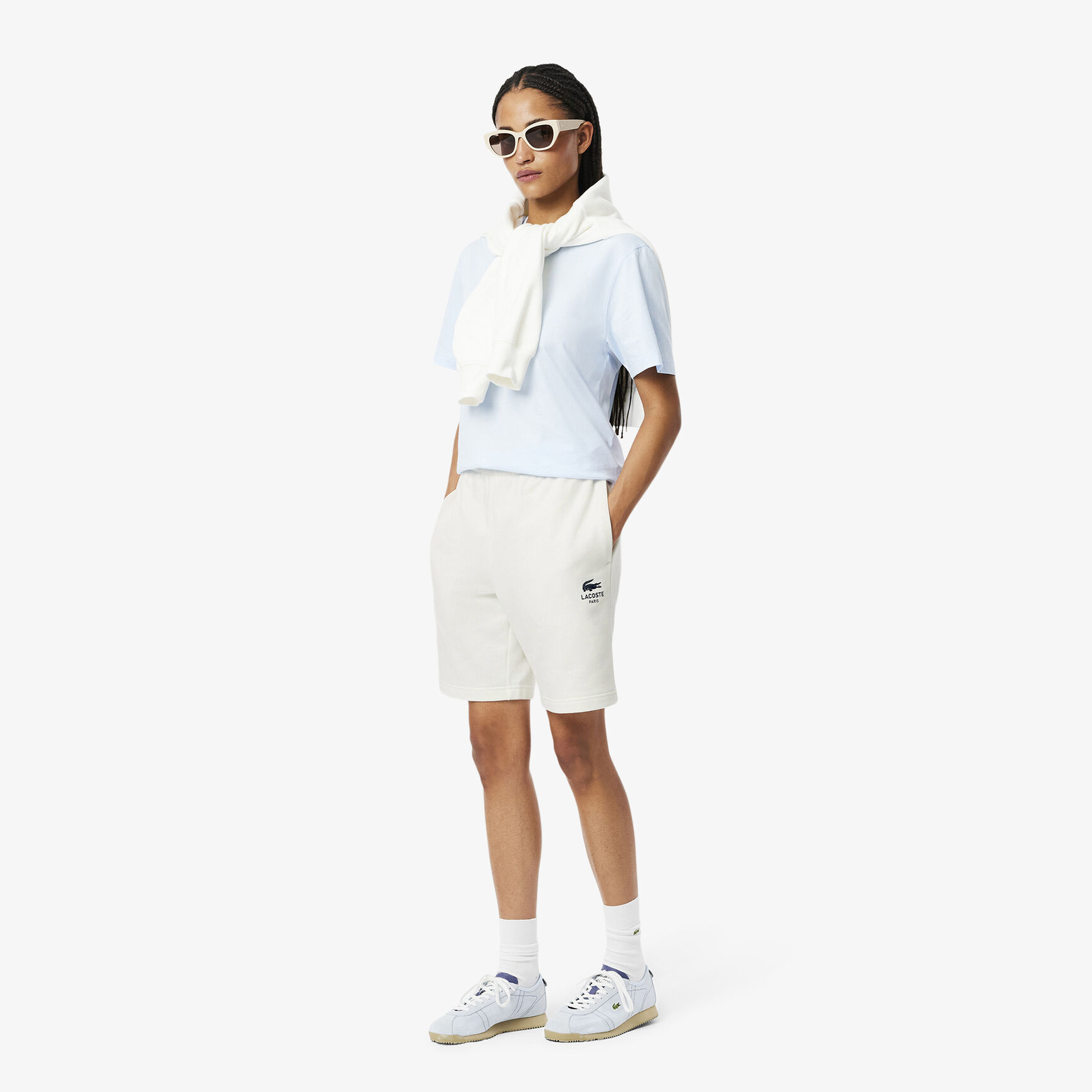 Printed cotton fleece shorts