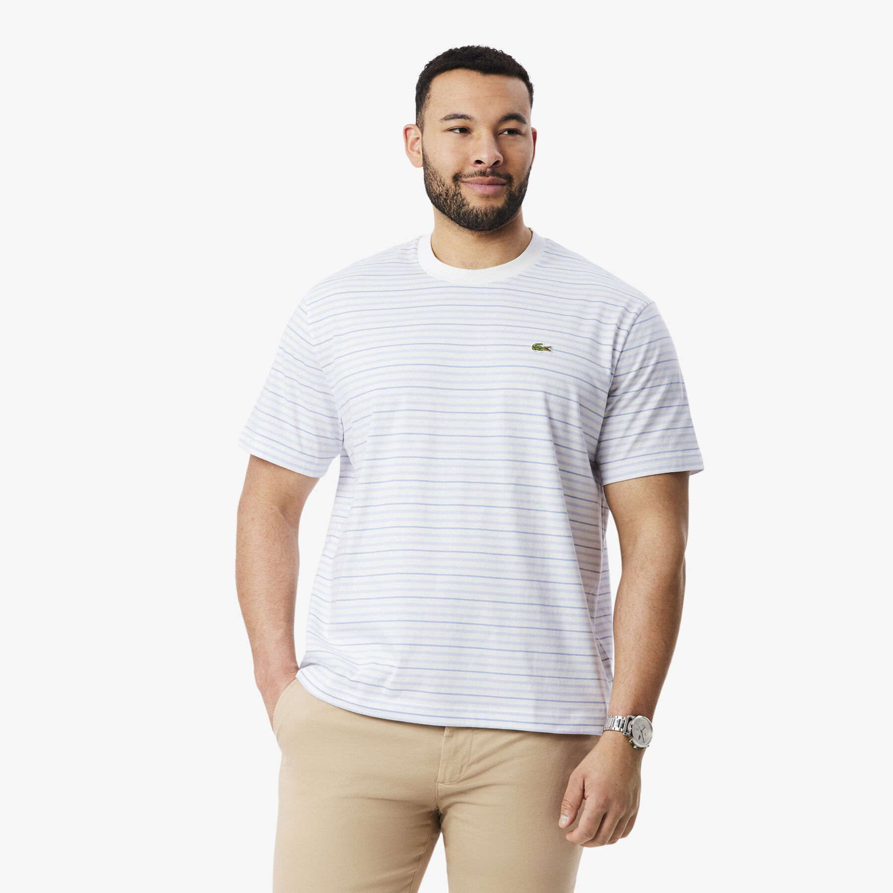 lacoste striped cotton t shirt
