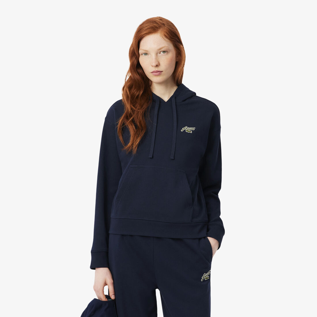 Badge Accent Fleece Hoodie lacoste badge accent fleece hoodie