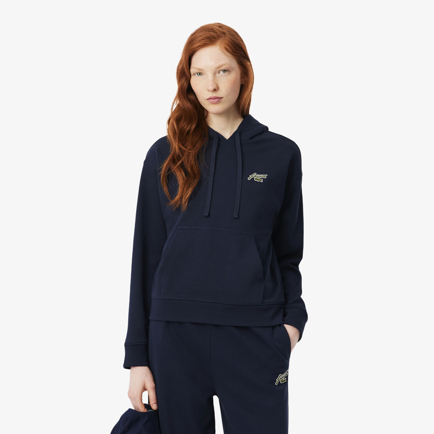 Badge Accent Fleece Hoodie lacoste badge accent fleece hoodie