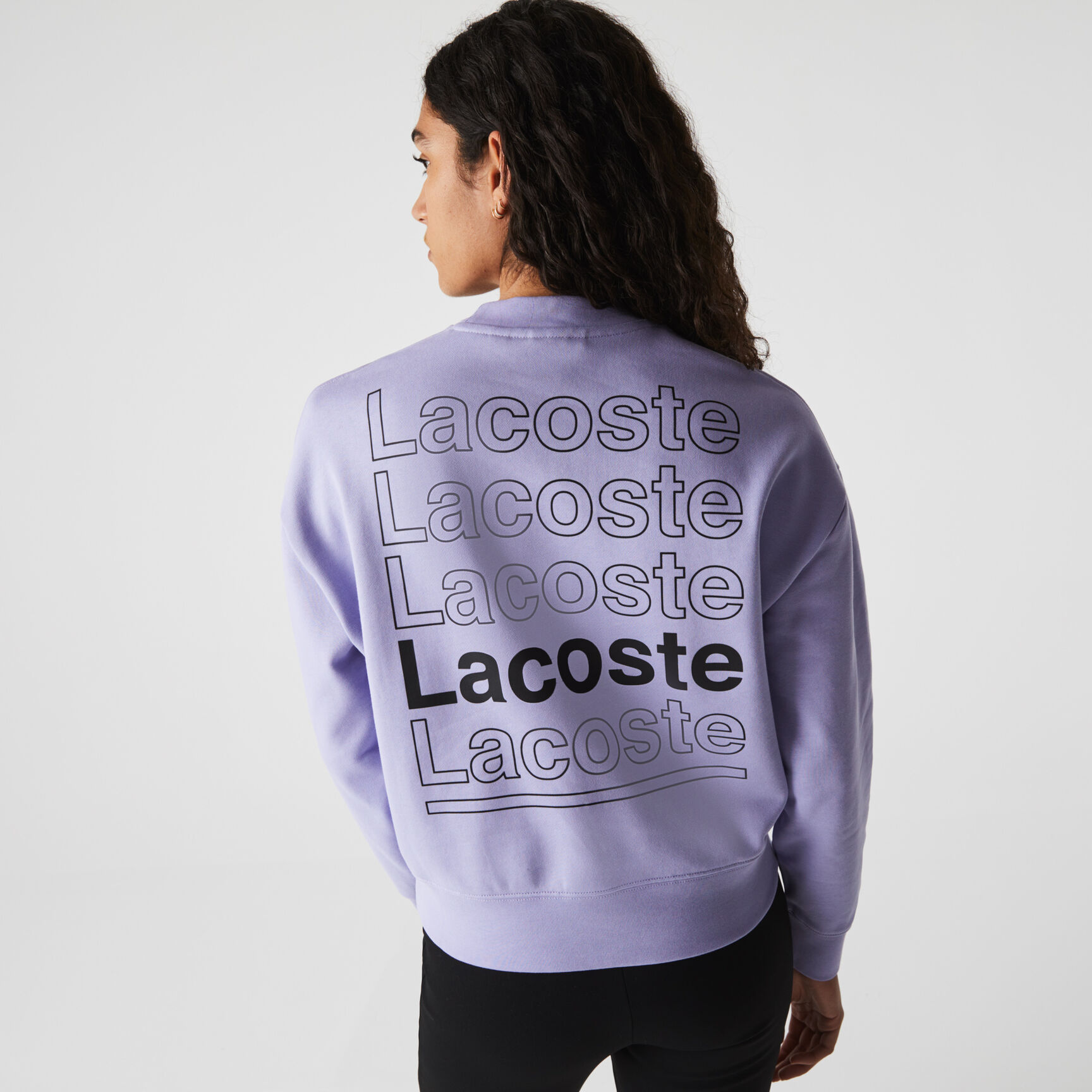 Women’s Lacoste L!VE Crew Neck Print Cotton Fleece Sweatshirt Women’s Lacoste L!VE Crew Neck Print Cotton Fleece Sweatshirt