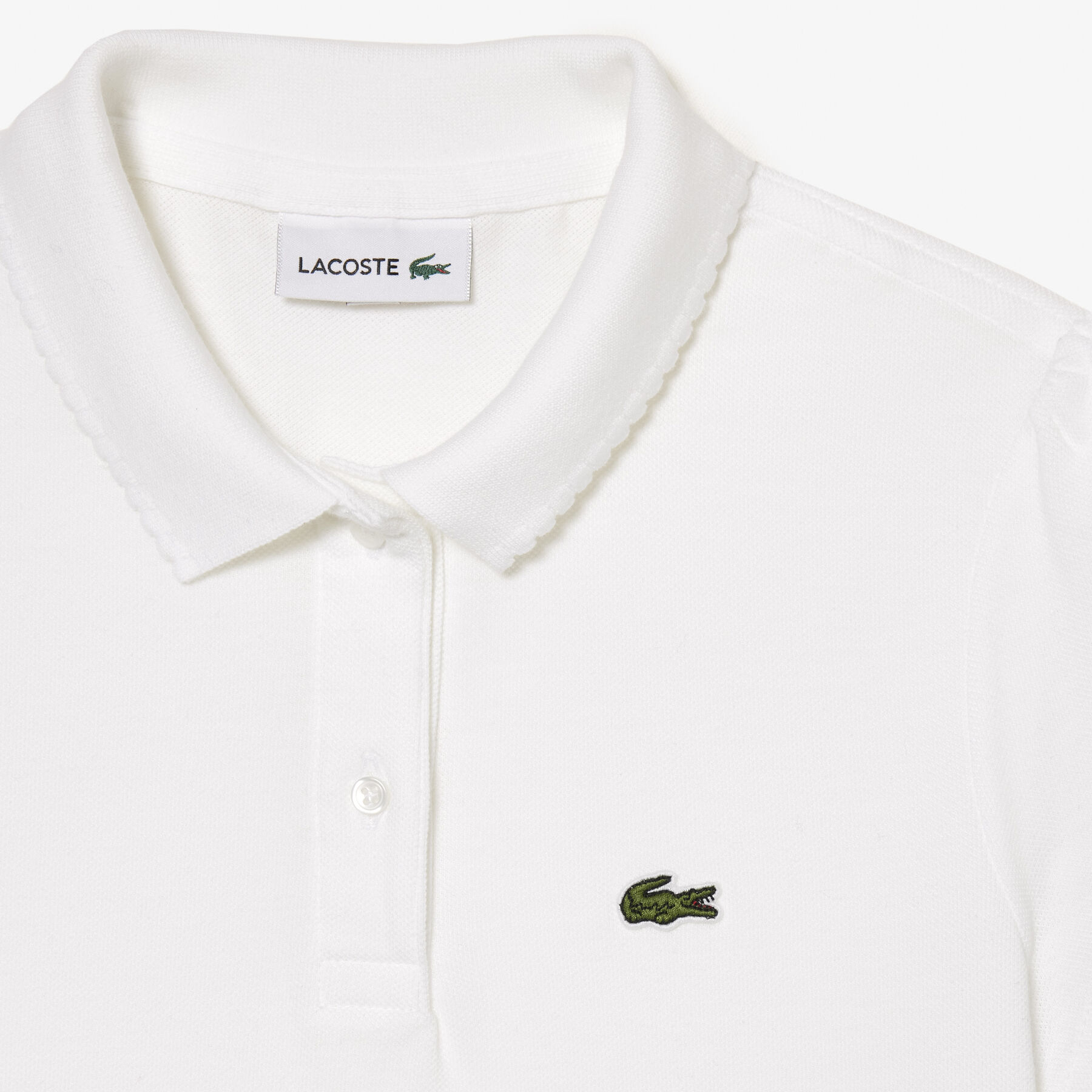 Scalloped Collar Mini Pique Polo Shirt