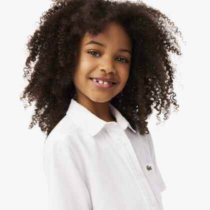 فستان قميص بتنورة من قماش البوبلين المطوي فستان قميص بتنورة من قماش البوبلين المطوي