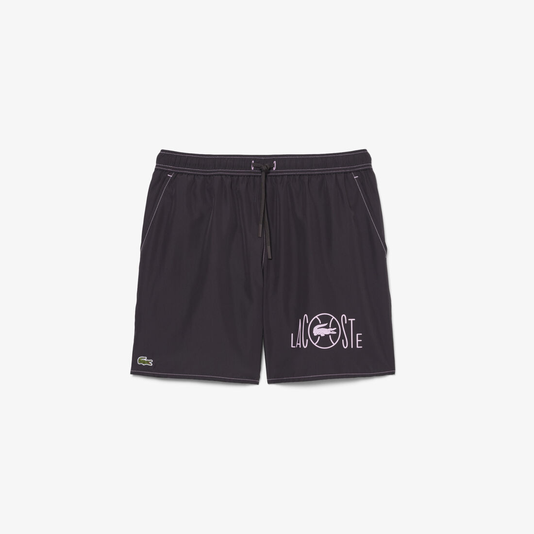 Mid Length Tennis Print Swim Trunks