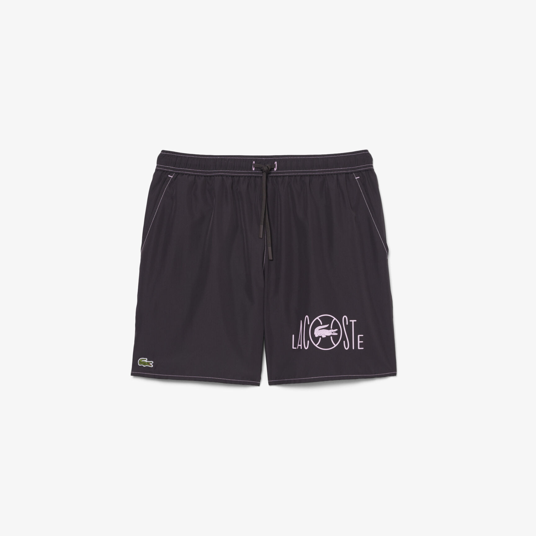 Mid Length Tennis Print Swim Trunks