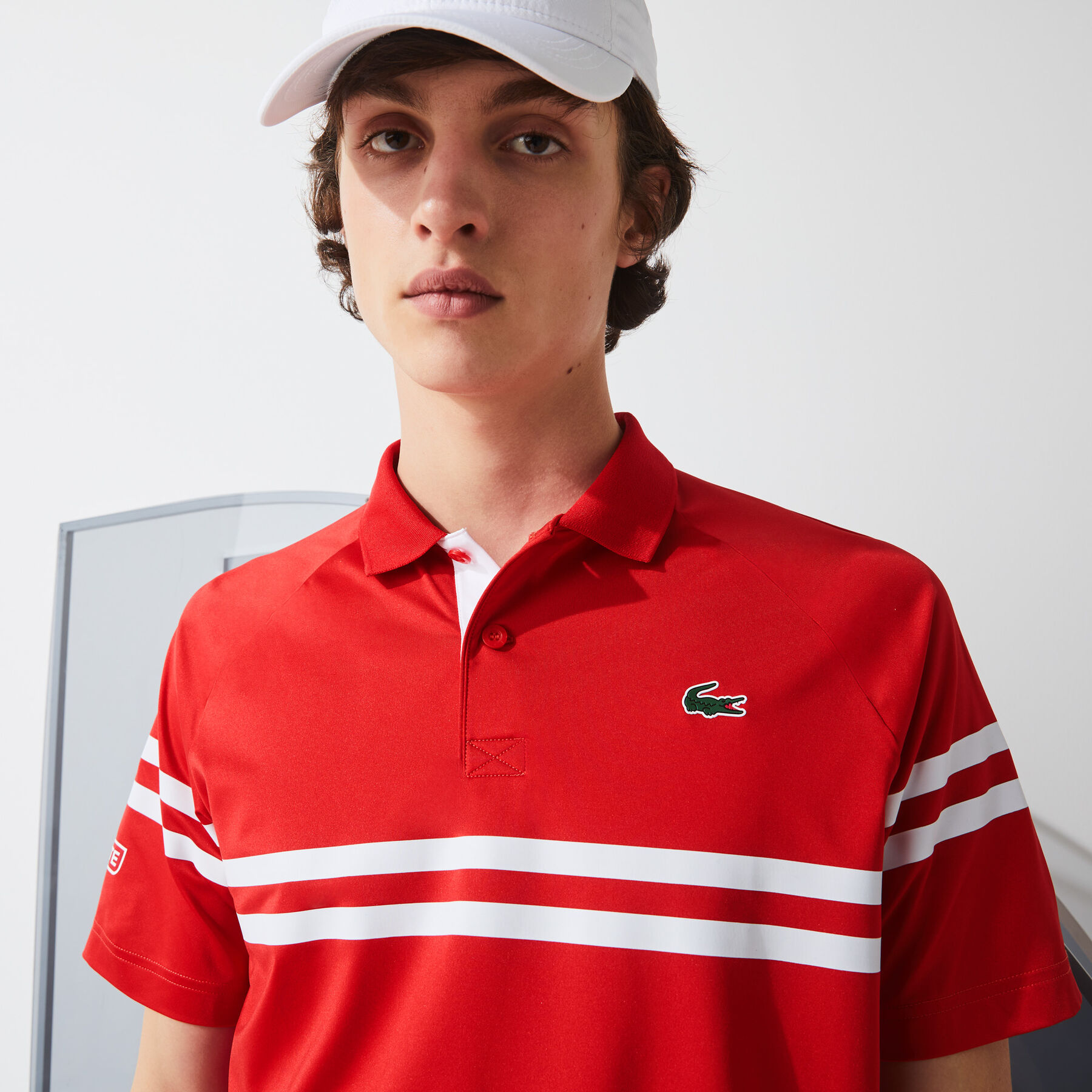 Men’s Lacoste SPORT x Novak Djokovic Ultra-Light Striped Polo Shirt men s lacoste sport x novak djokovic ultra light striped polo shirt