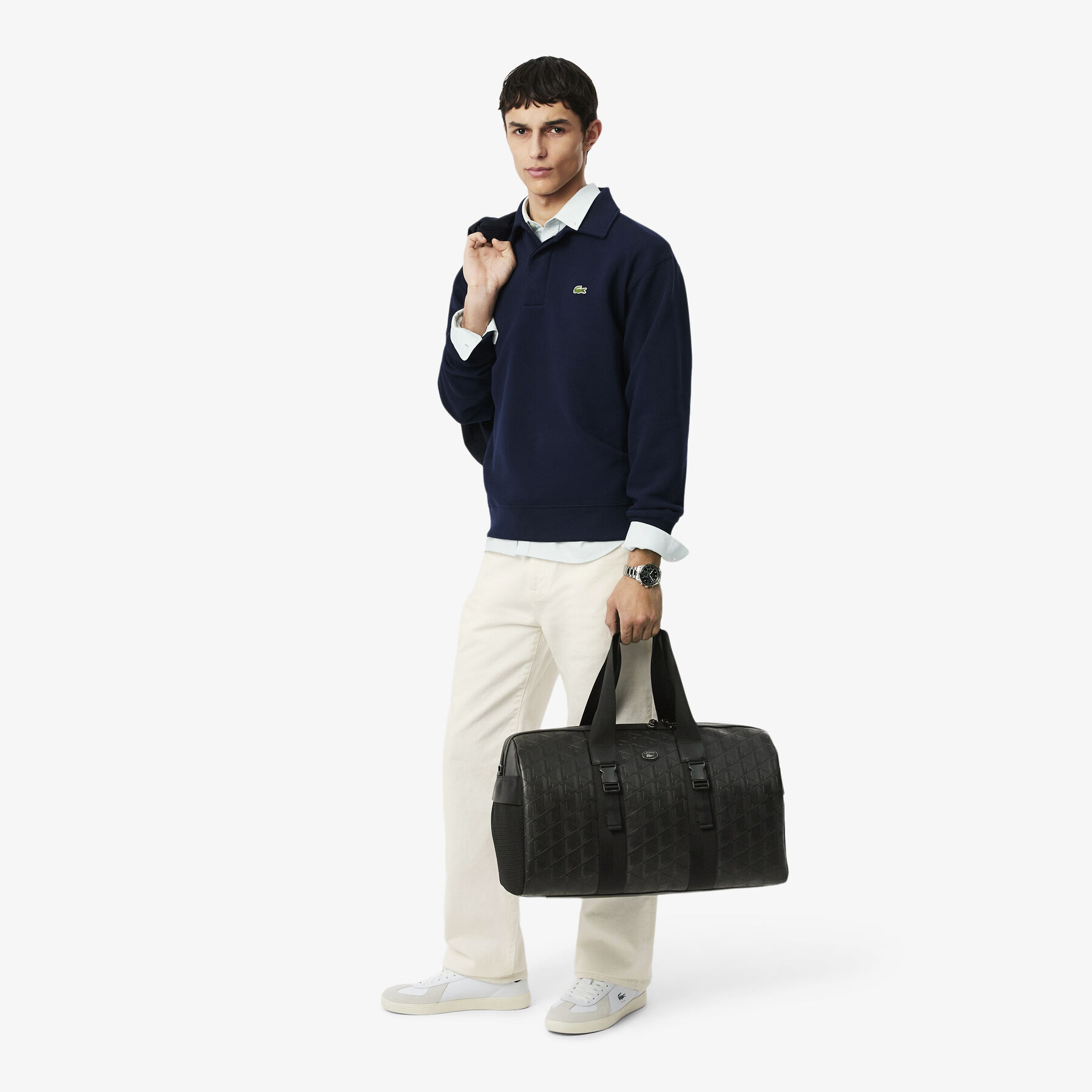Large Monogram Leather Weekend Bag lacoste large monogram leather weekend bag
