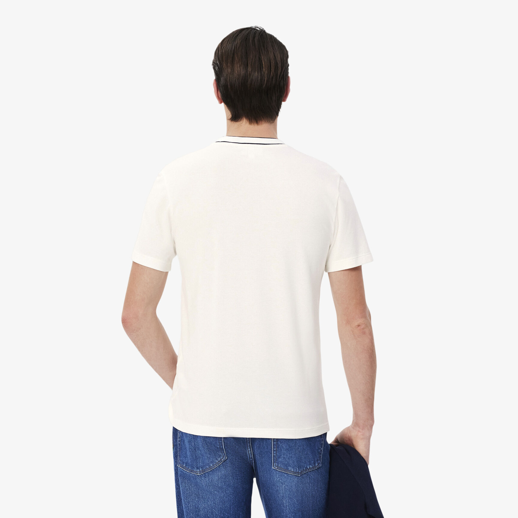 Stretch Pique Stripe Collar T-shirt